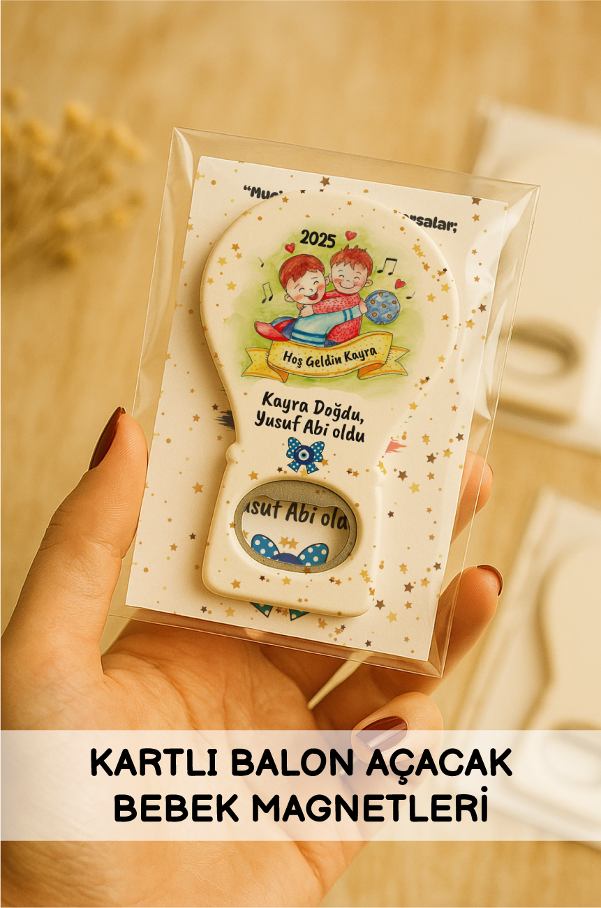 Kartlı Balon Açacak Bebek Magnetleri