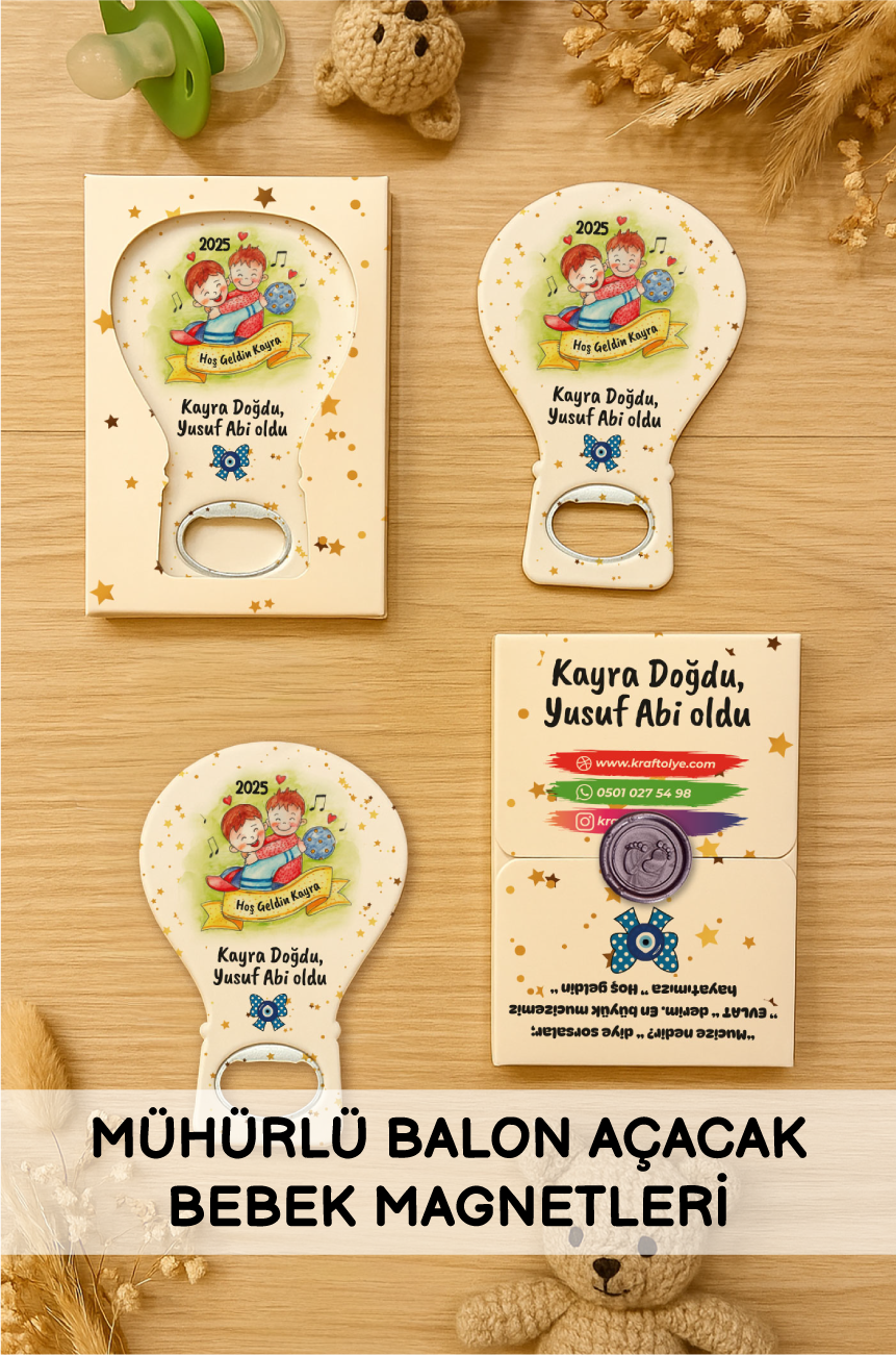 Mühürlü Balon Açacak Bebek Magnetleri