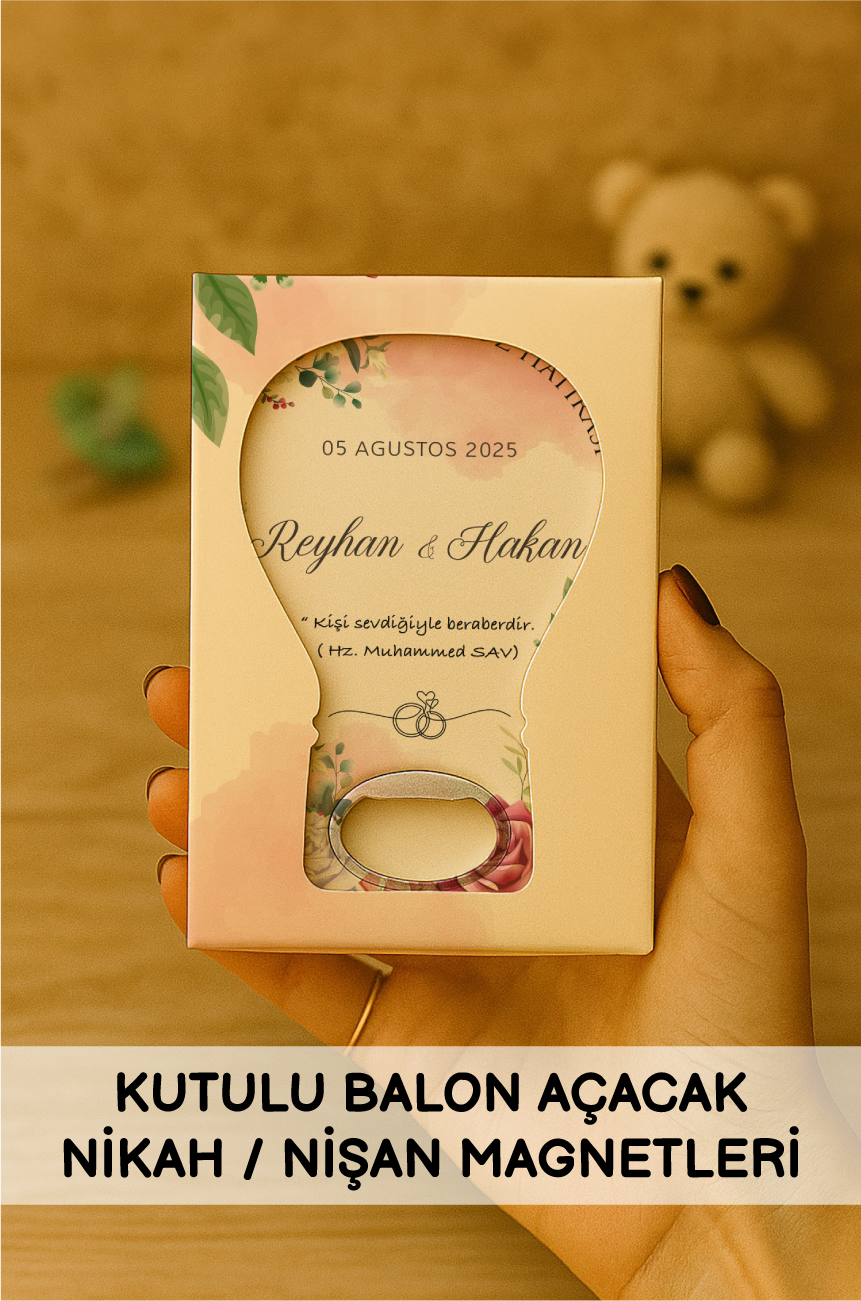 Kutulu Balon Açacak Nikah Nişan Düğün Magnetleri