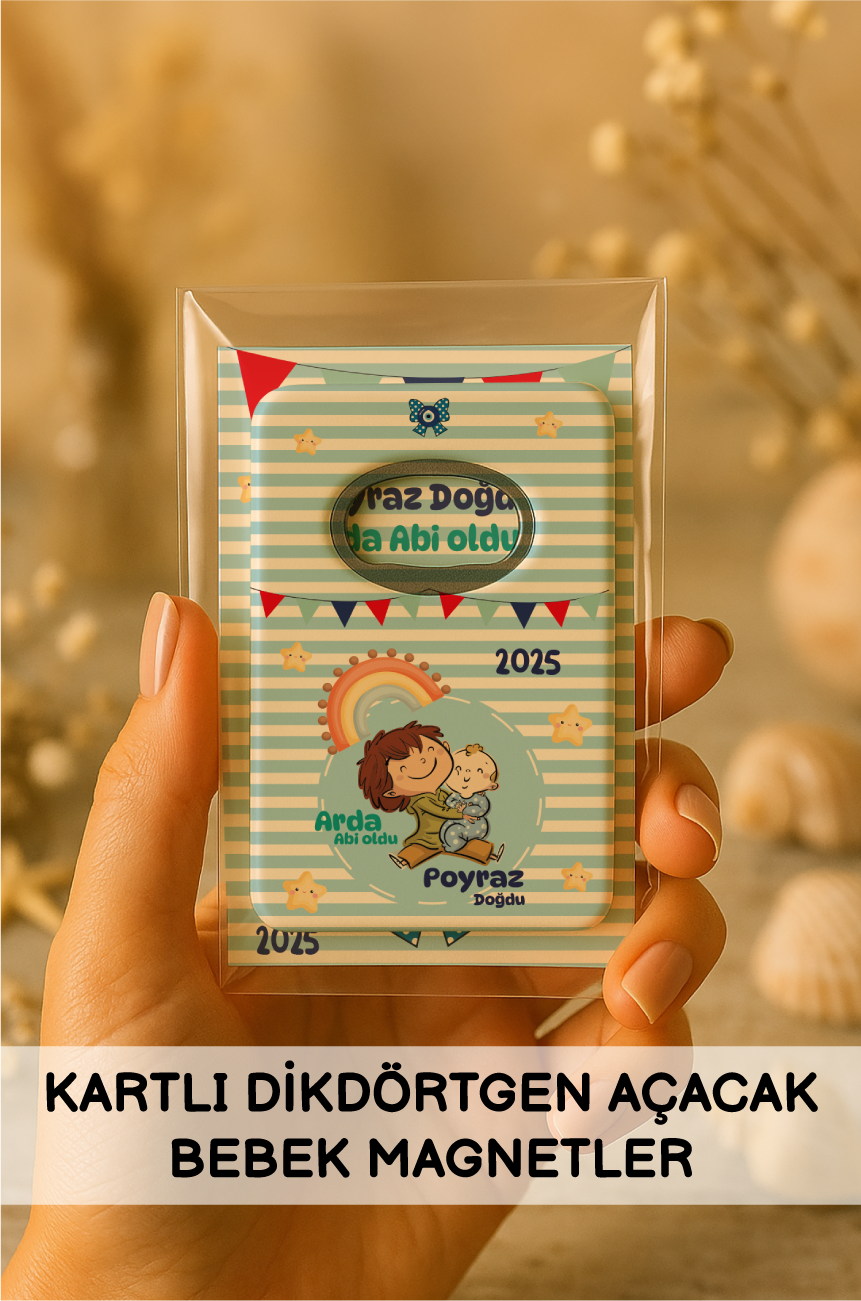 Kartlı Dikdörtgen Açacak Bebek Magnetleri