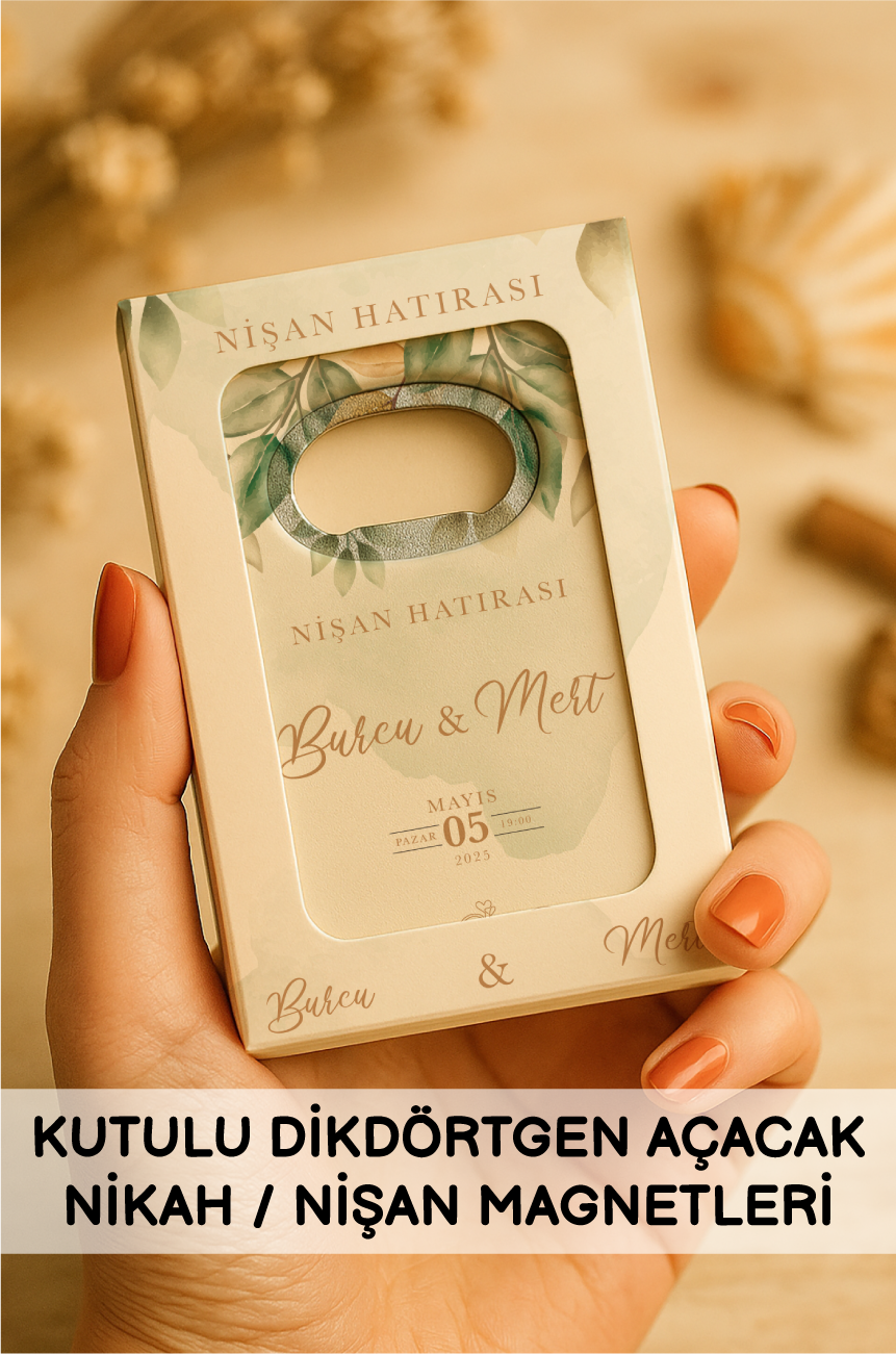 Kutulu Dikdörtgen Açacak Nikah Nişan Düğün Magnetleri
