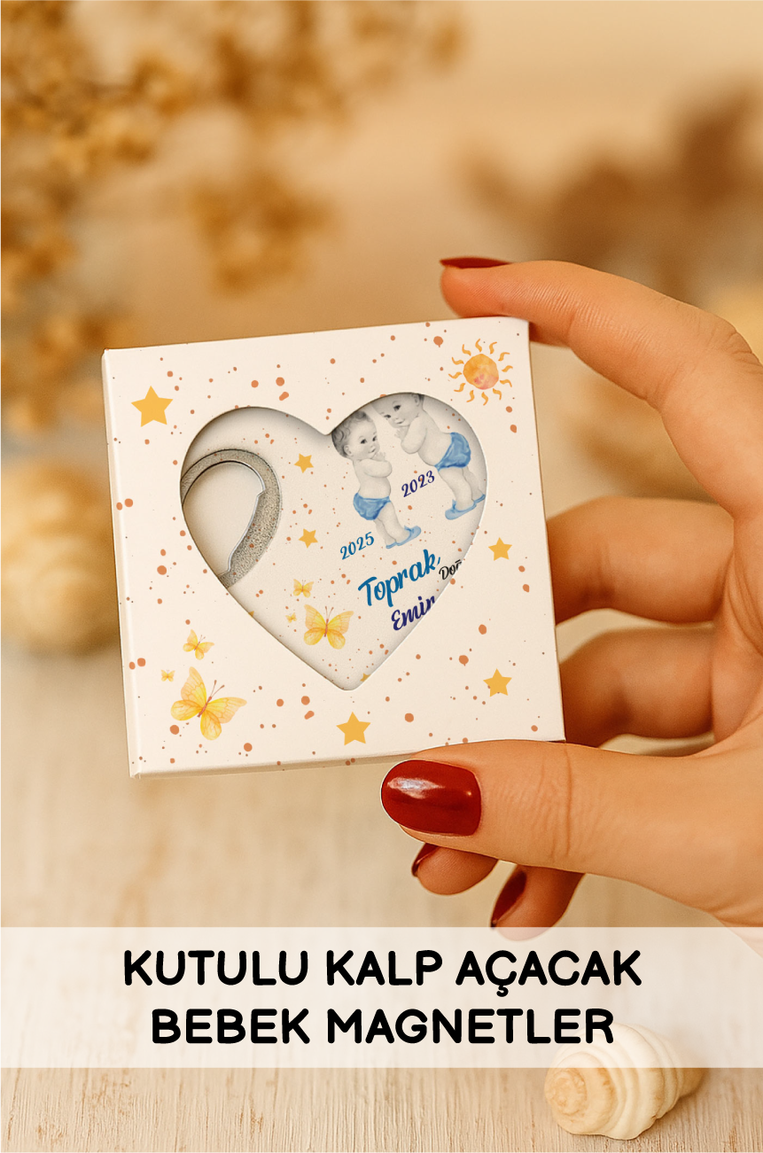 Kutulu Kalp Açacak Bebek Magnetleri