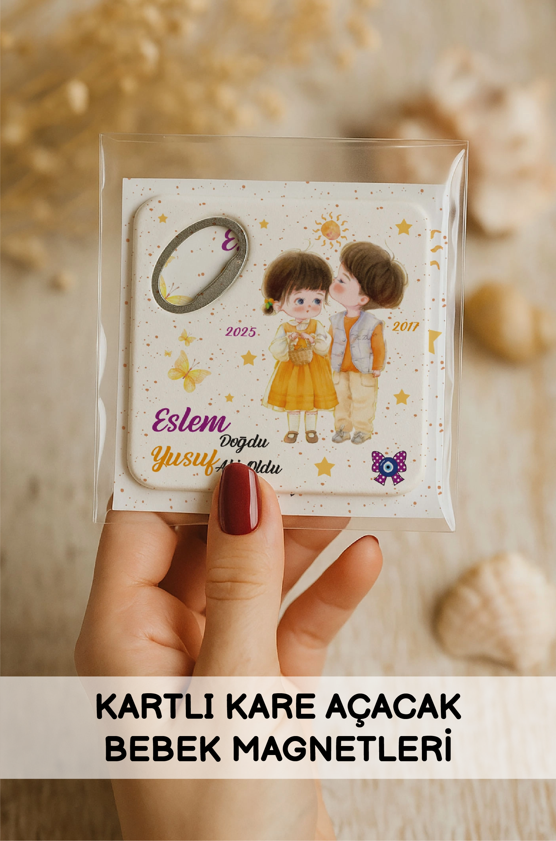 Kartlı Kare Açacak Bebek Magnetleri