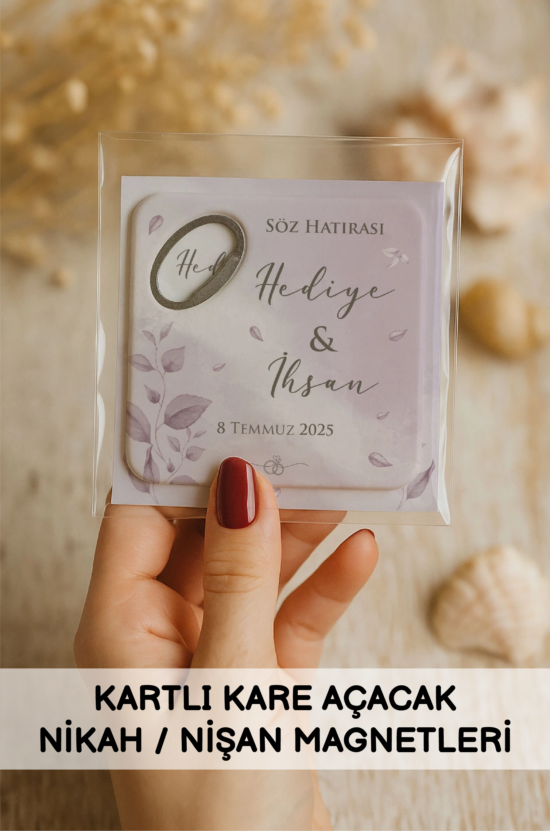 Kartlı Kare Açacak Nikah Nişan Magnetleri
