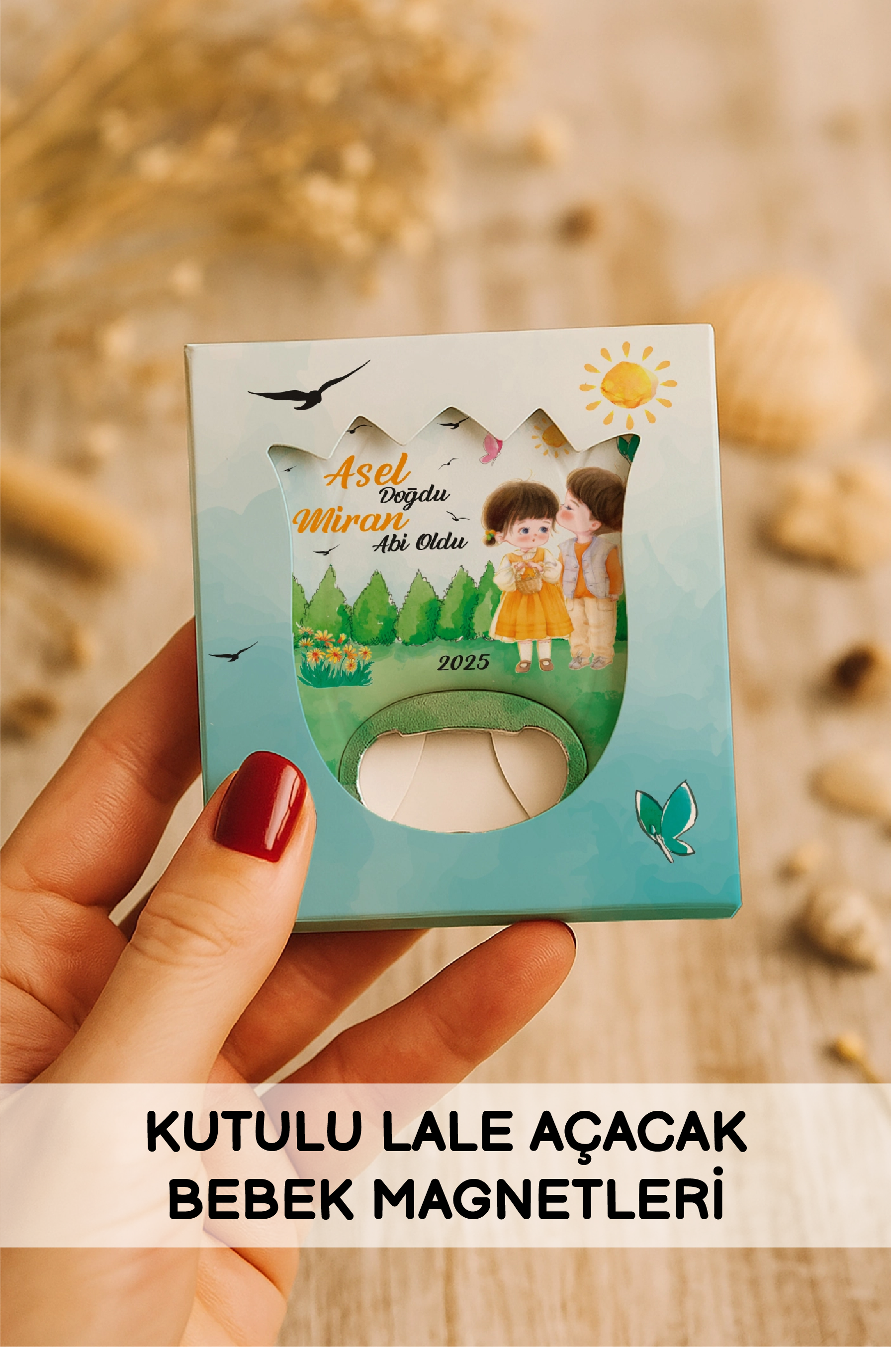 Kutulu Lale Açacak Bebek Magnetleri