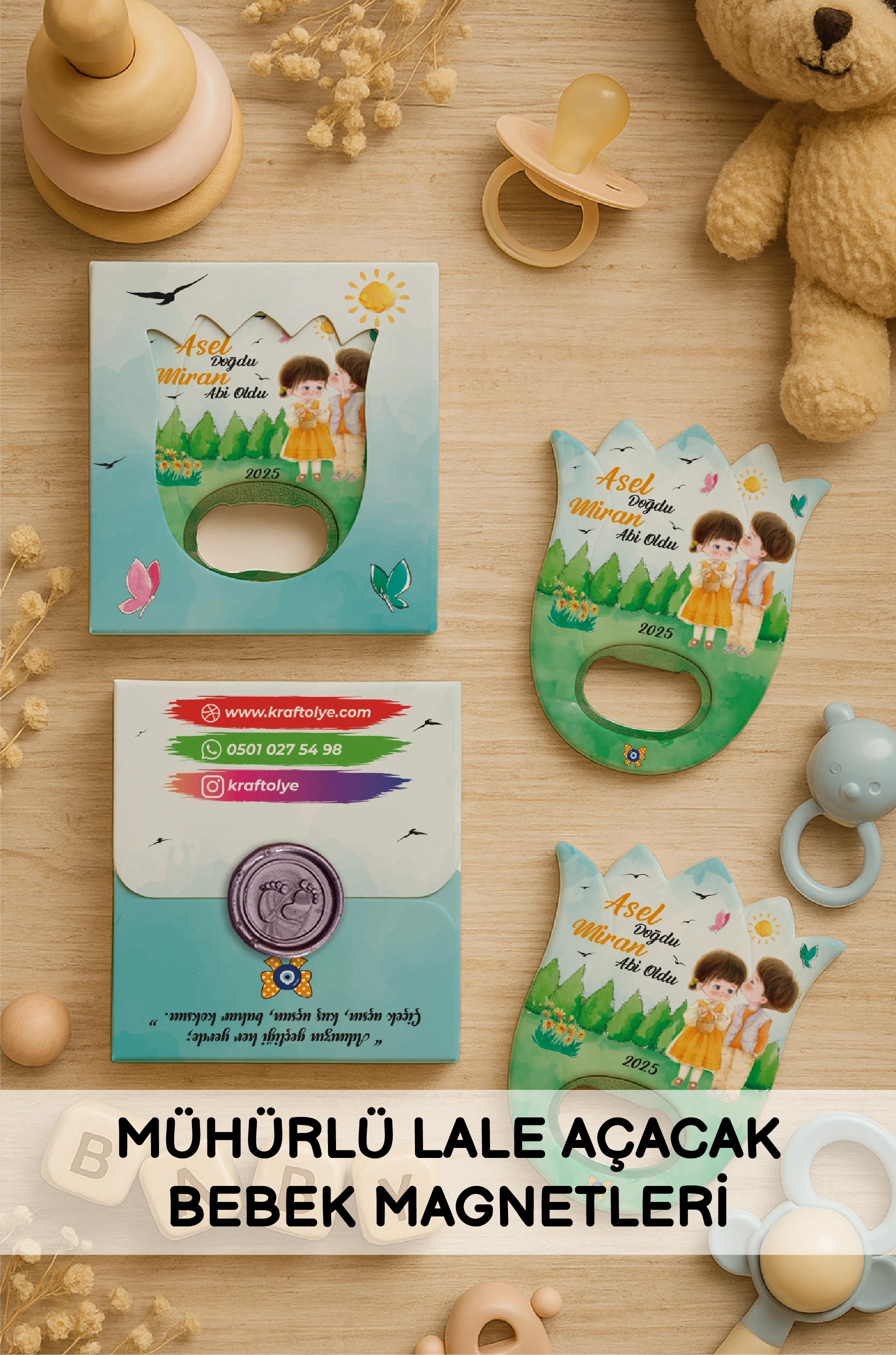 Mühürlü Lale Açacak Bebek Magnetleri