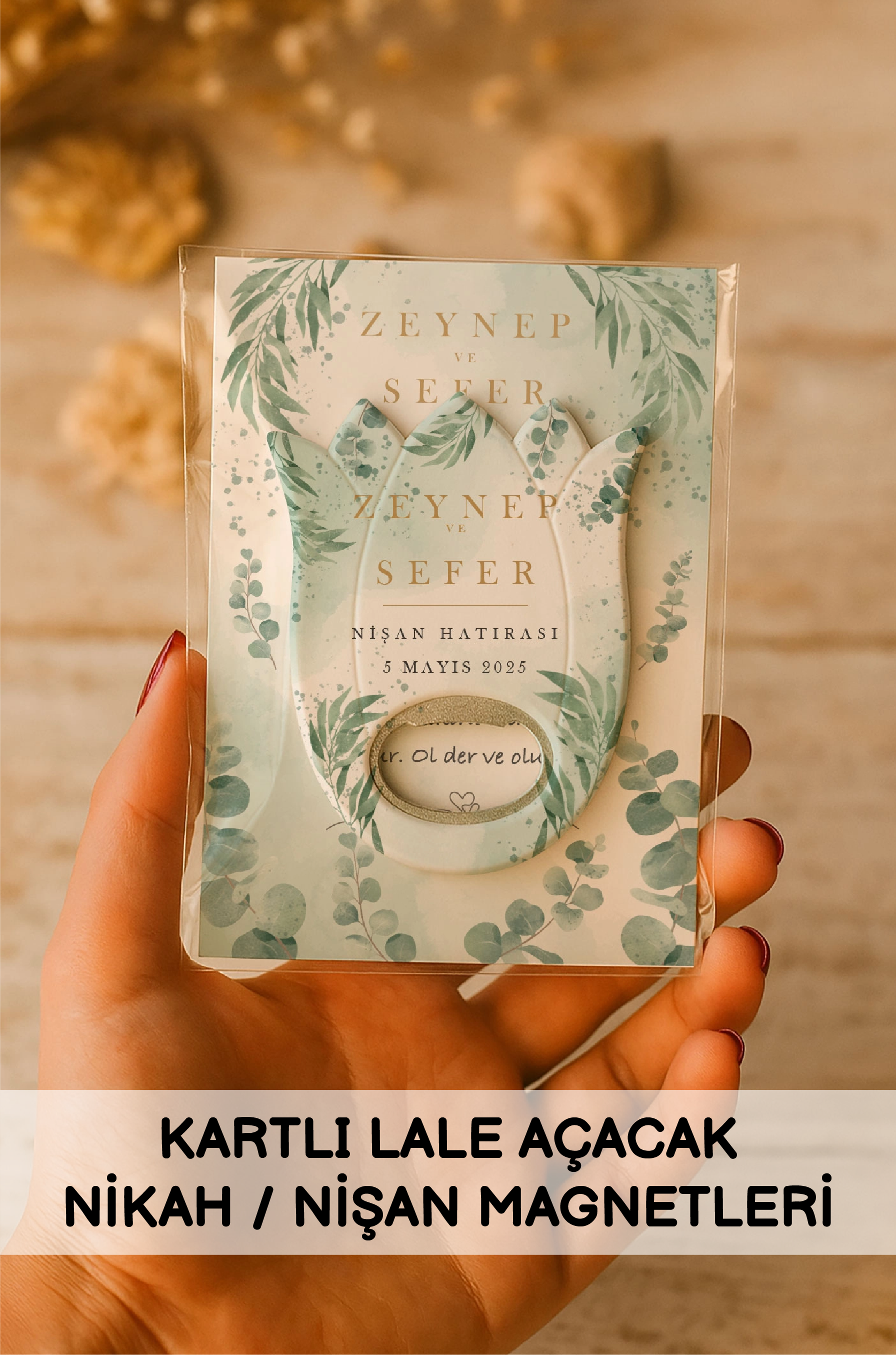 Kartlı Lale Açacak Nikah Nişan Magnetleri