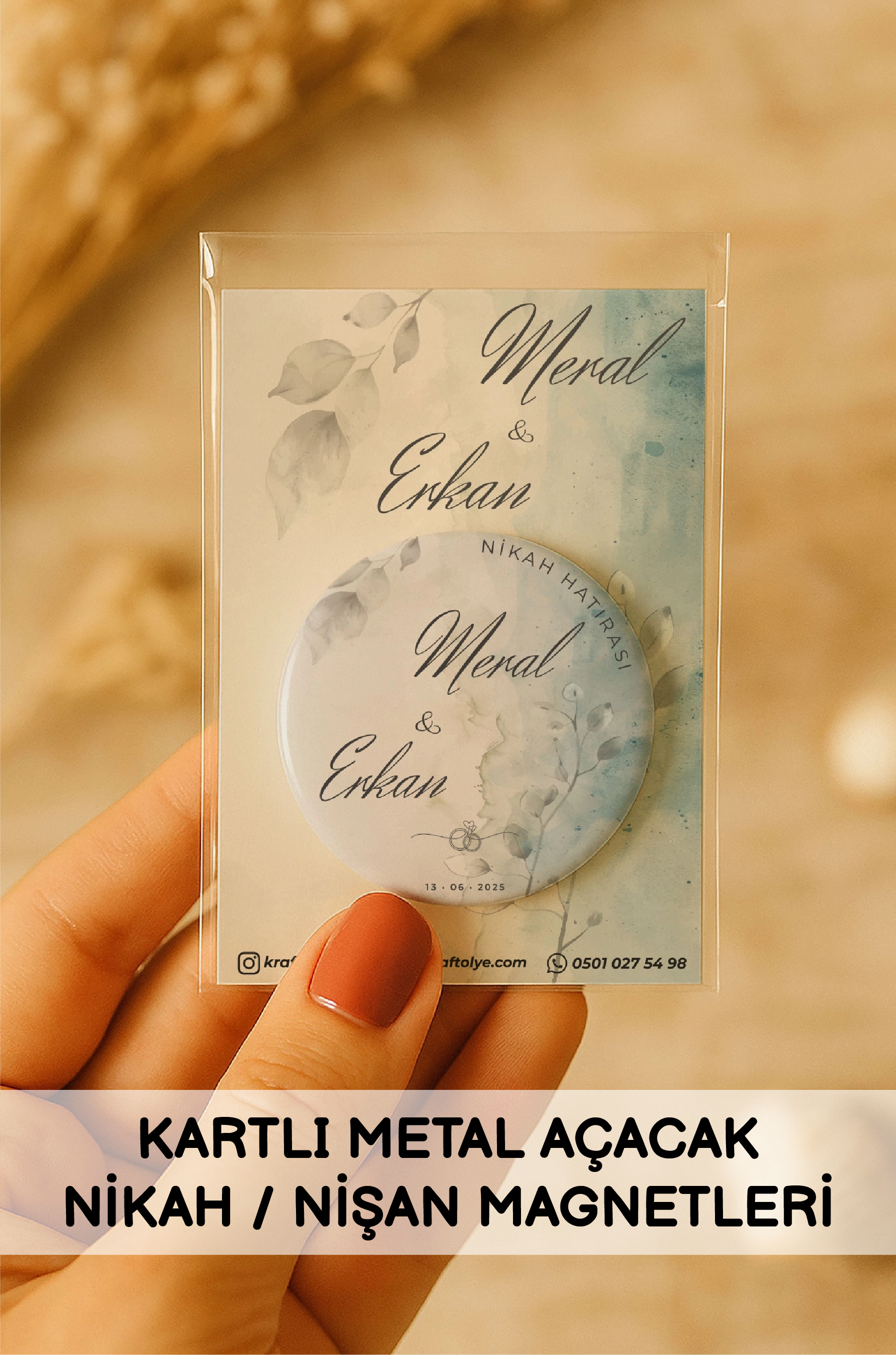 Kartlı Metal Açacak Nikah Nişan Magnetleri