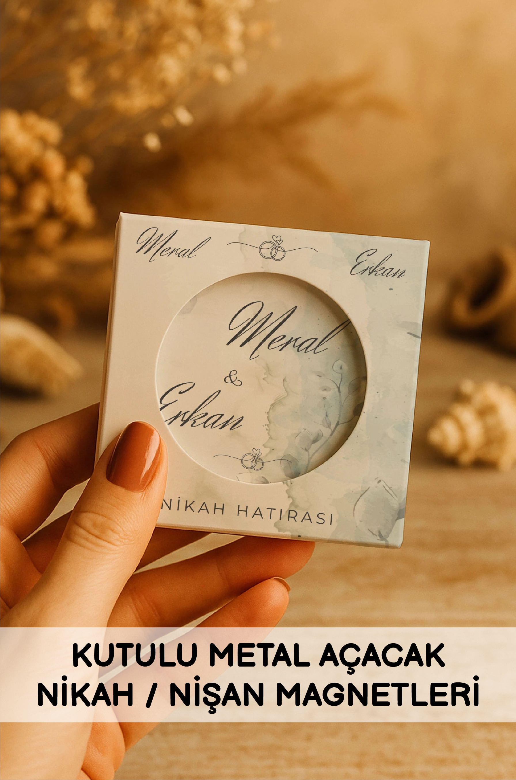 Kutulu Metal Açacak Nikah Nişan Magnetleri