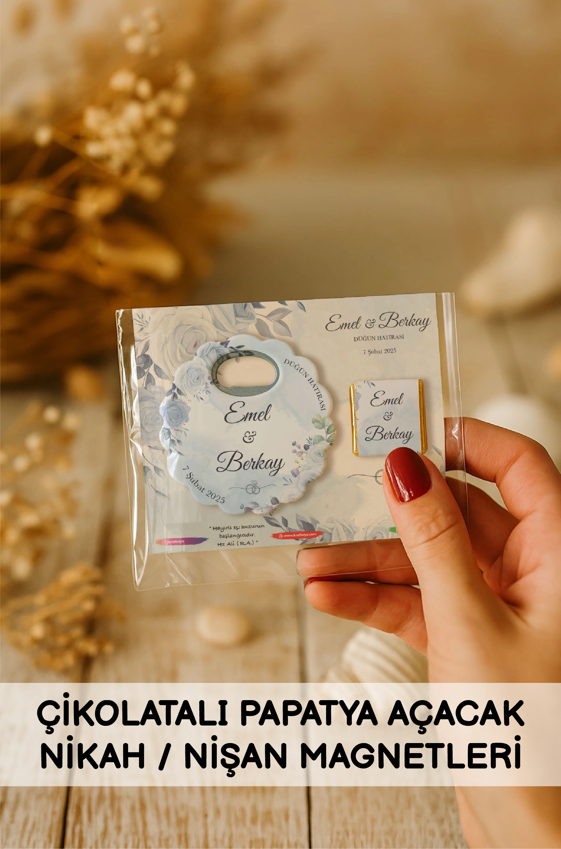 Çikolatalı Papatya Açacak Nikah Nişan Magnetleri