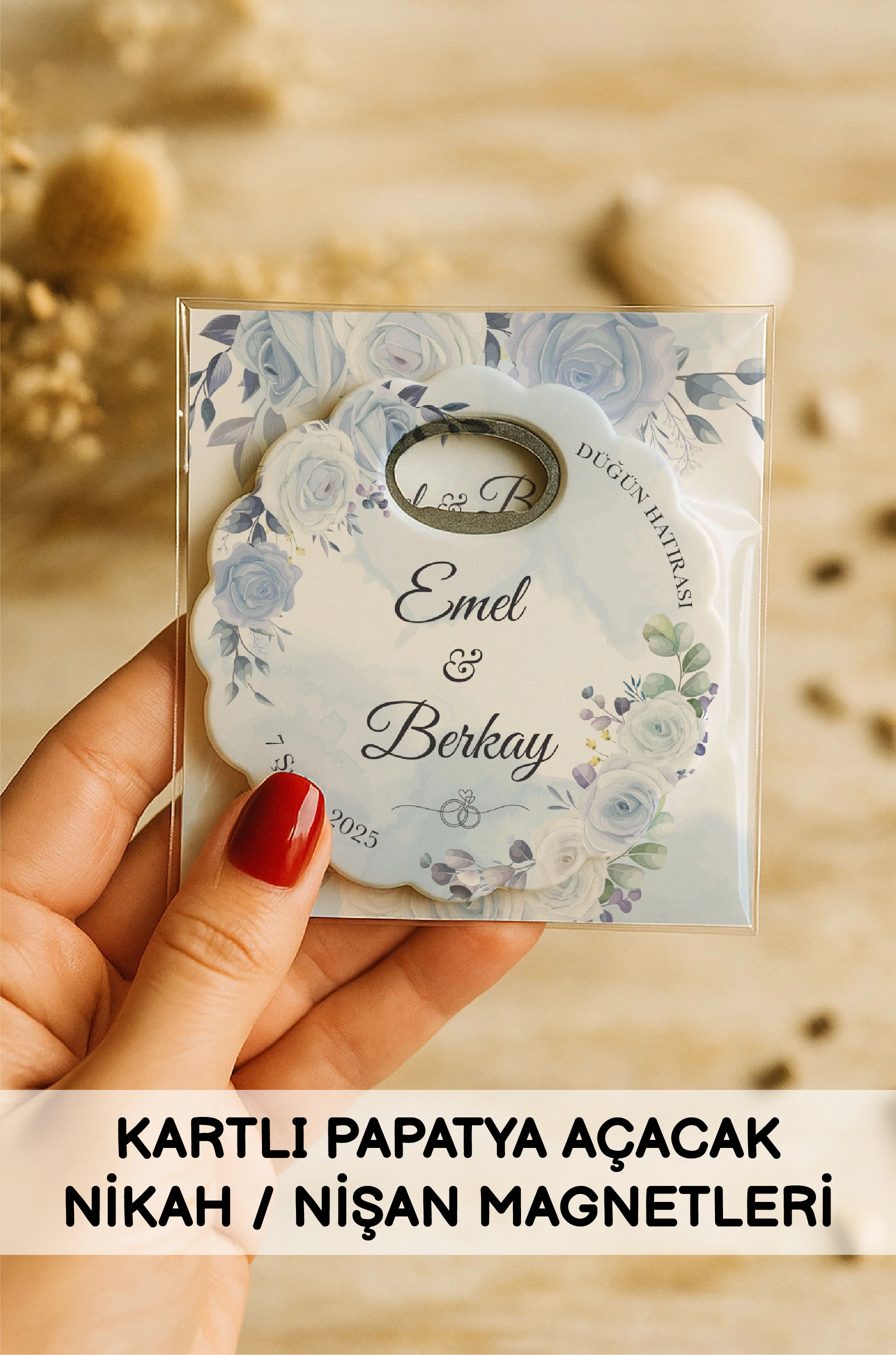 Kartlı Papatya Açacak Nikah Nişan Magnetleri