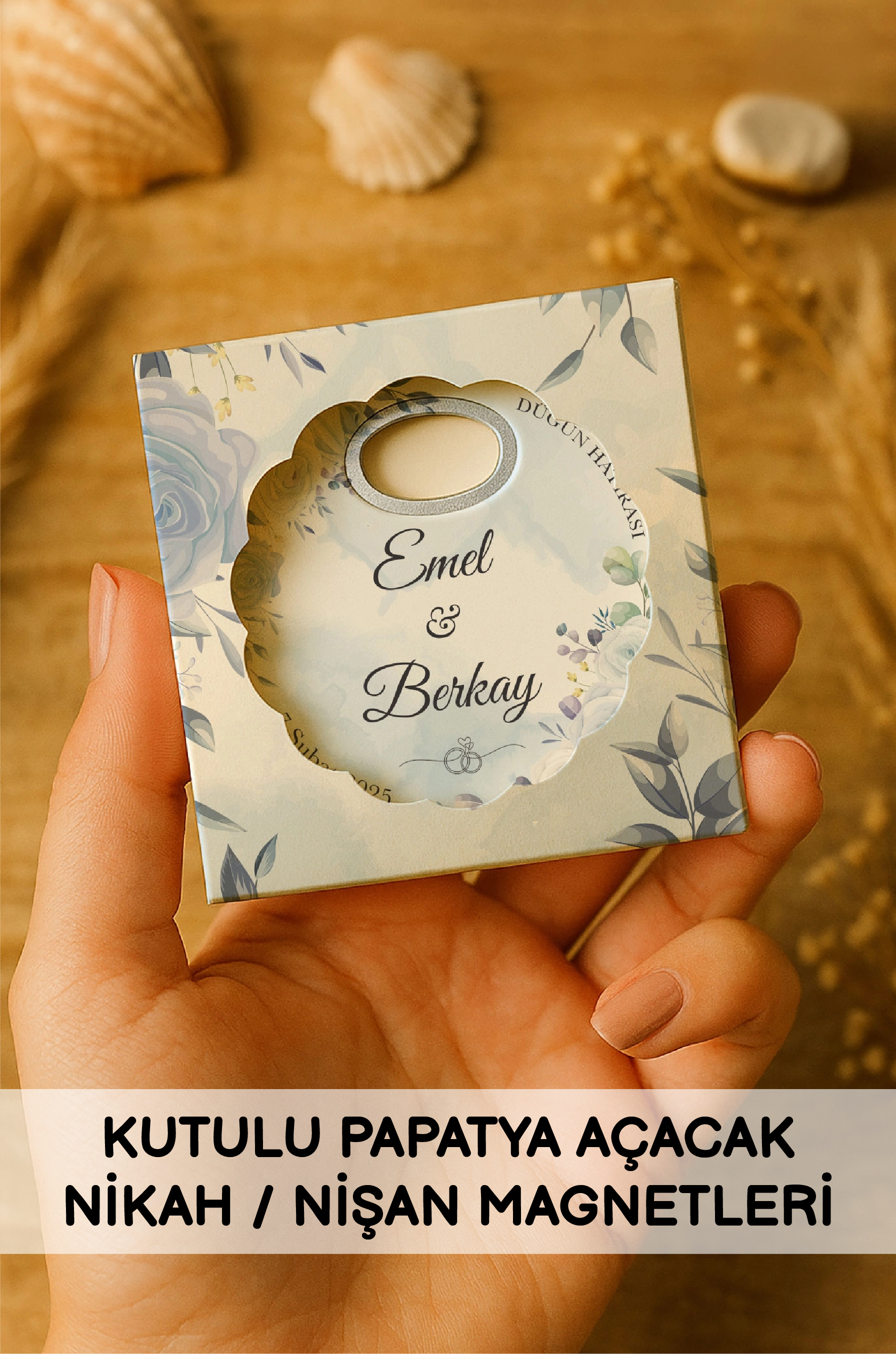 Kutulu Papatya Açacak Nikah Nişan Magnetleri