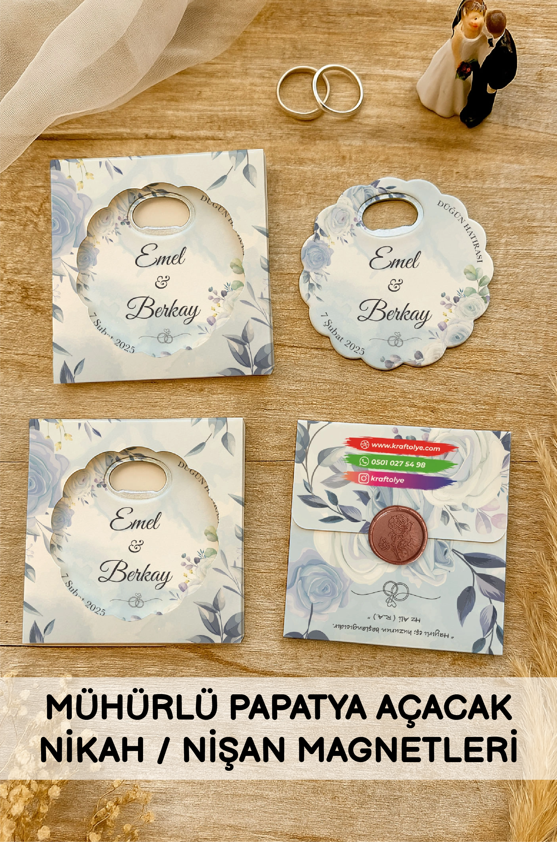 Mühürlü Papatya Açacak Nikah Nişan Magnetleri