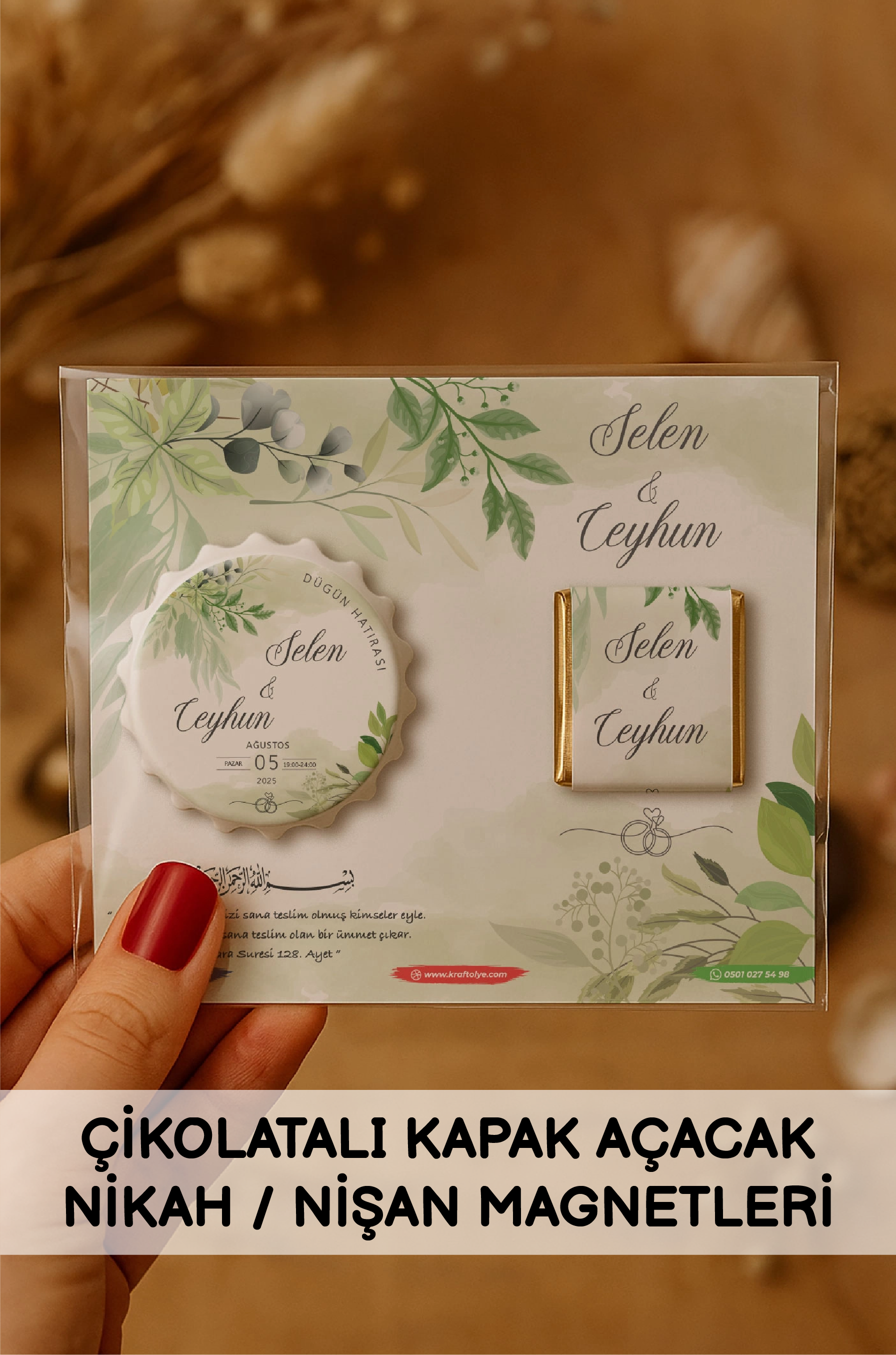 Çikolatalı Kapak Açacak Nikah Nişan Magnetleri