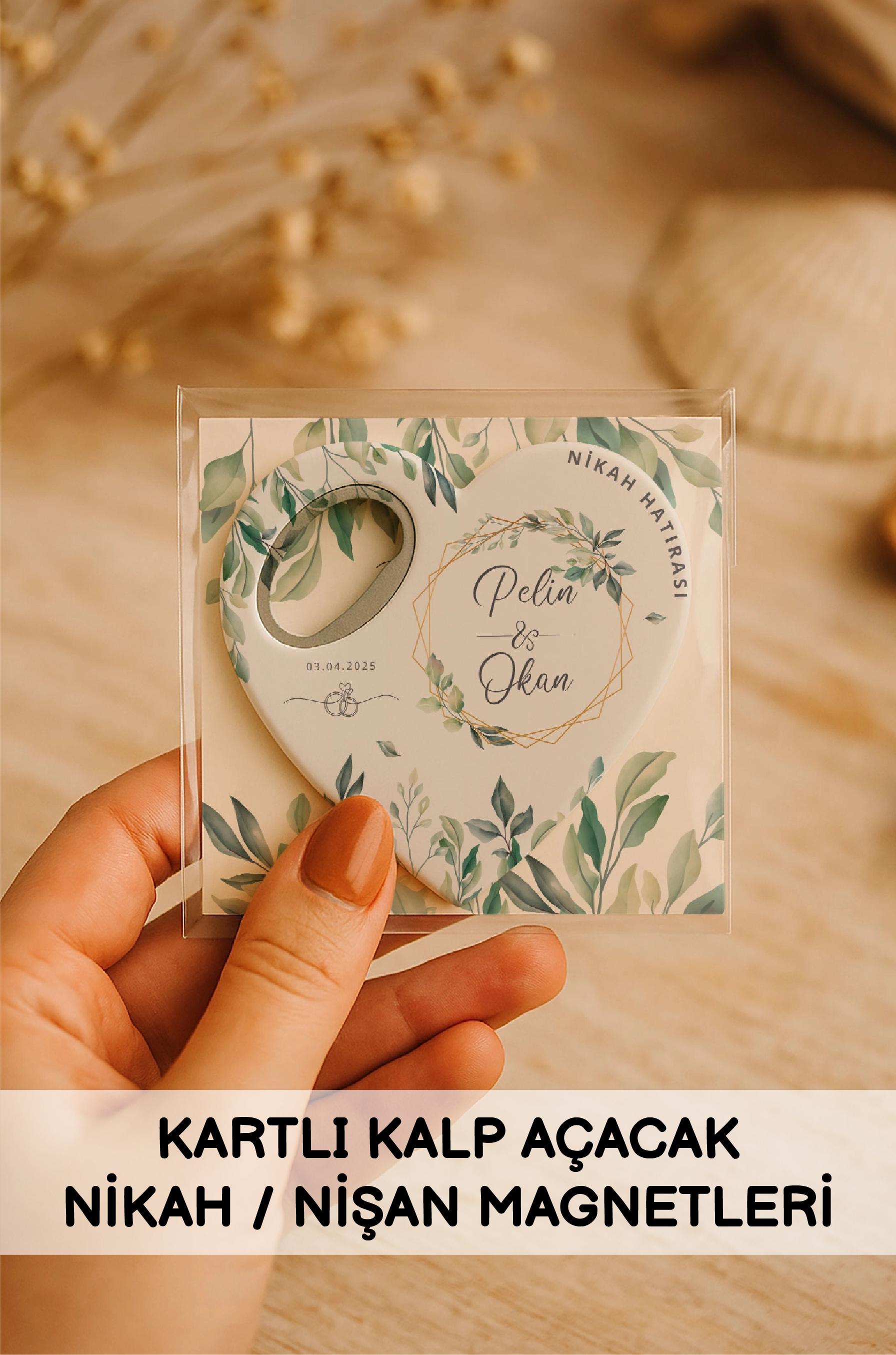 Kartlı Kalp Açacak Nikah Nişan Magnetleri