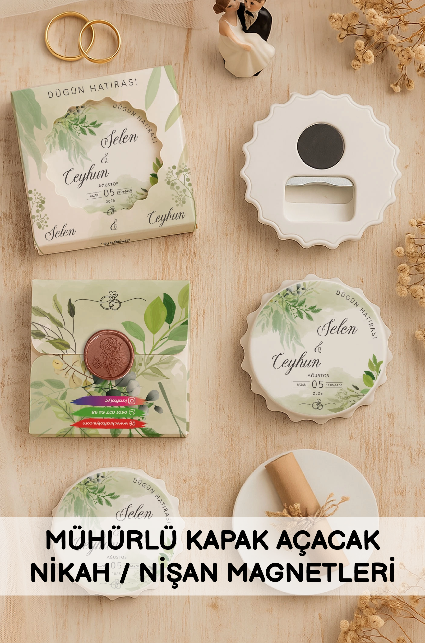 Mühürlü Kapak Açacak Nikah Nişan Magnetleri