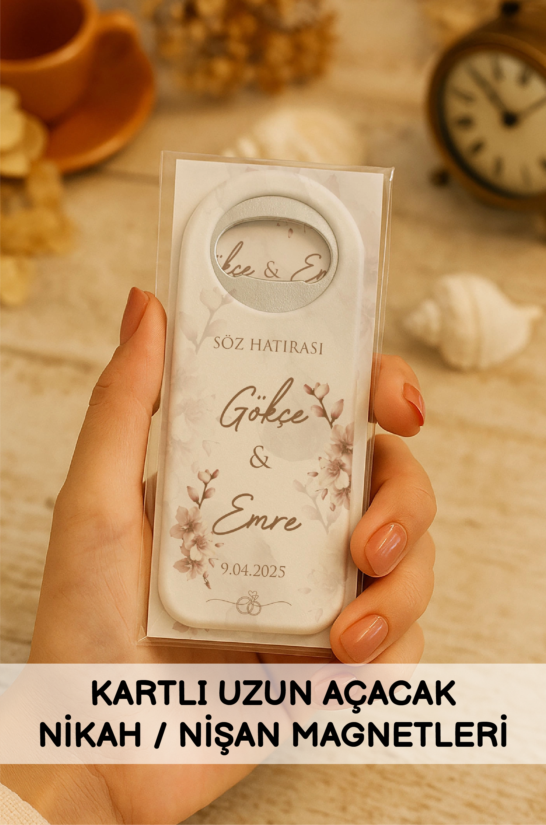 Kartlı Uzun Açacak Nikah Nişan Magnetleri