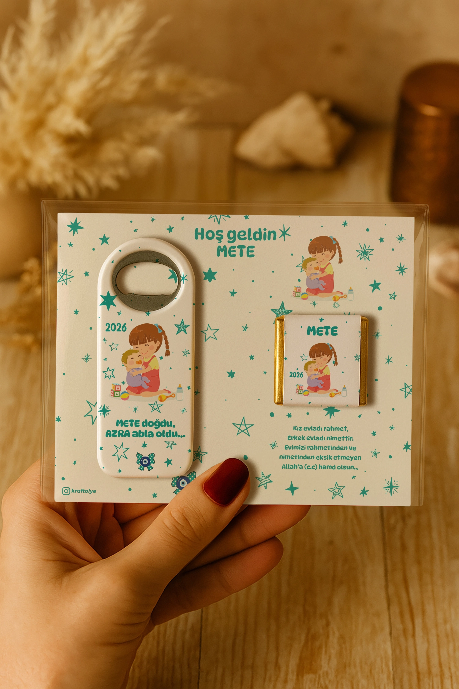Abla Erkek Kardeş Temalı Çikolatalı Uzun Açacak Magnet