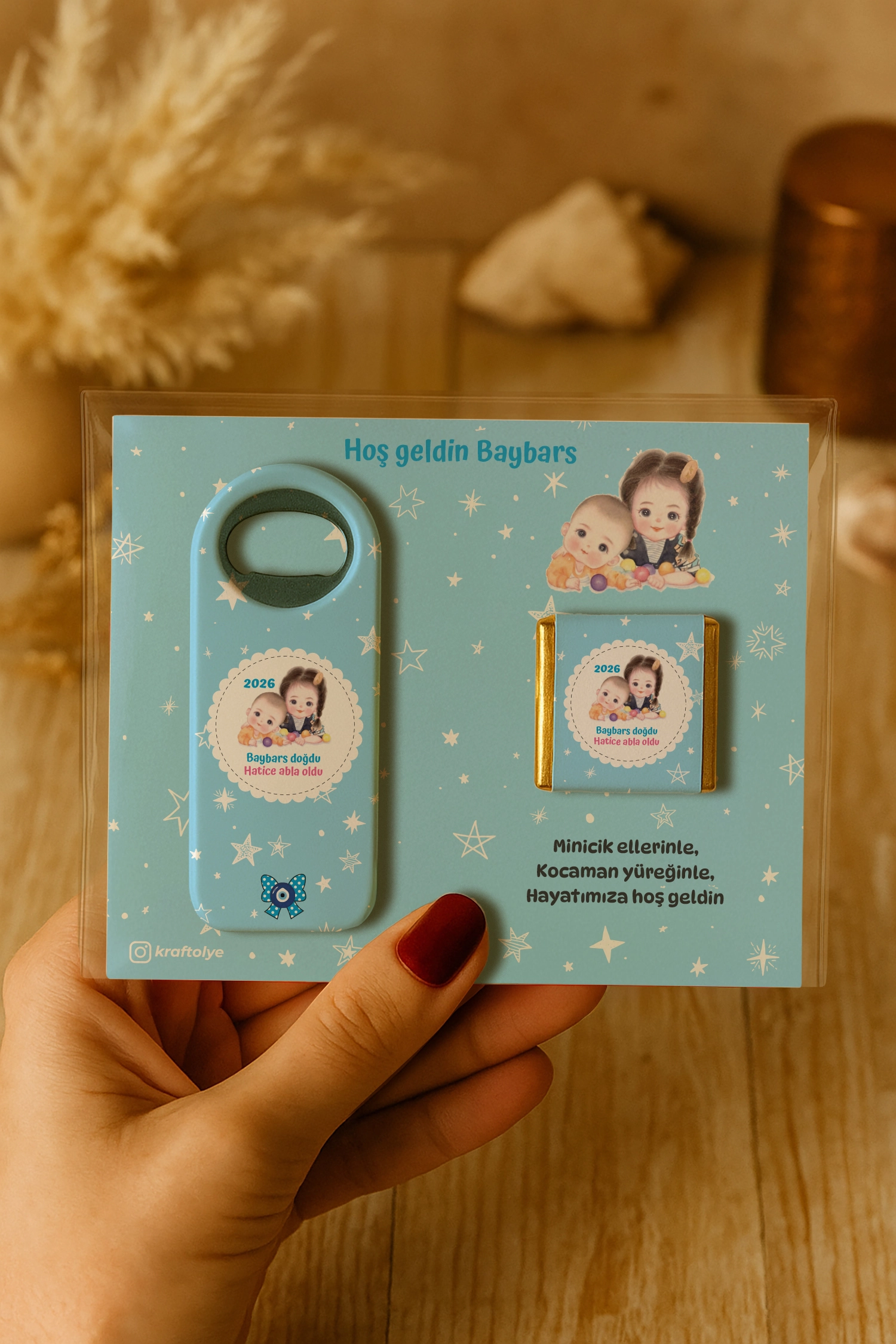 Abla Erkek Kardeş Temalı Çikolatalı Uzun Açacak Magnet
