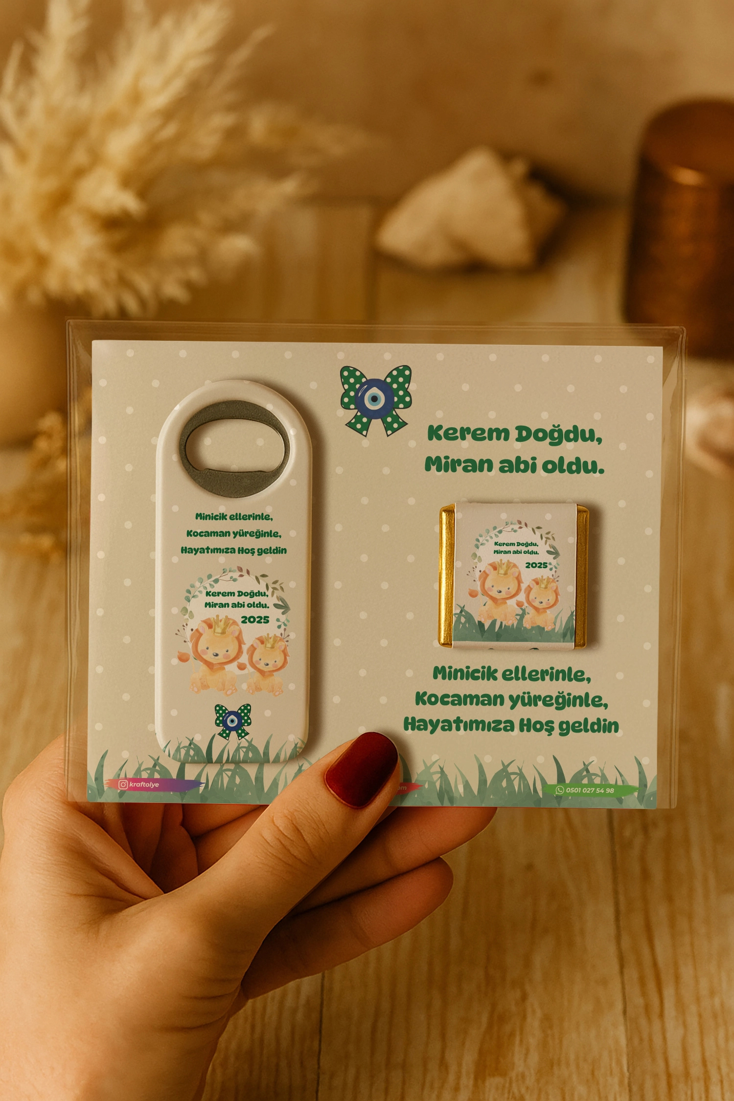 Abi Erkek Kardeş Temalı Çikolatalı Uzun Açacak Magnet