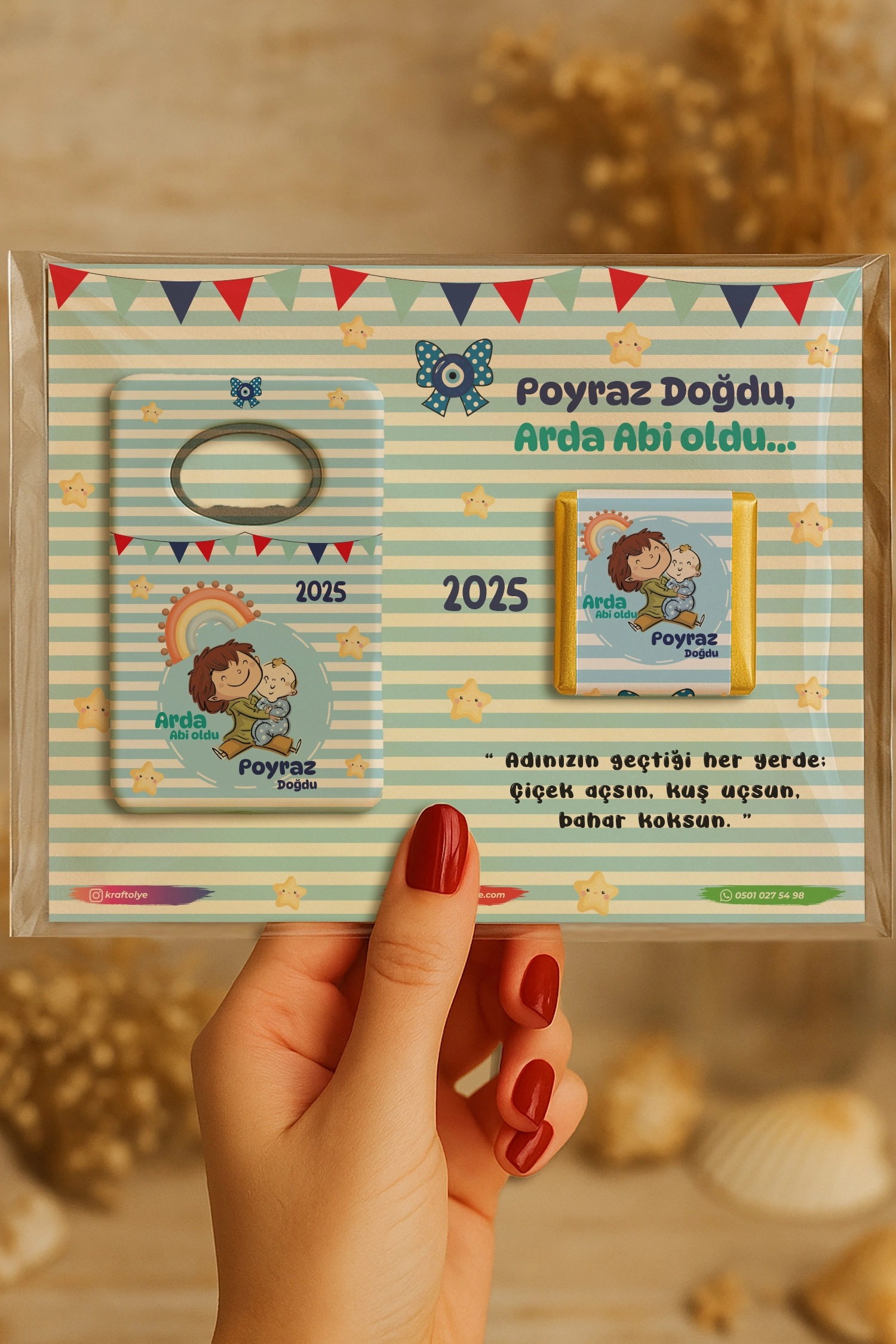 Abi Erkek Kardeş Temalı Çikolatalı Dikdörtgen Açacak Magnet