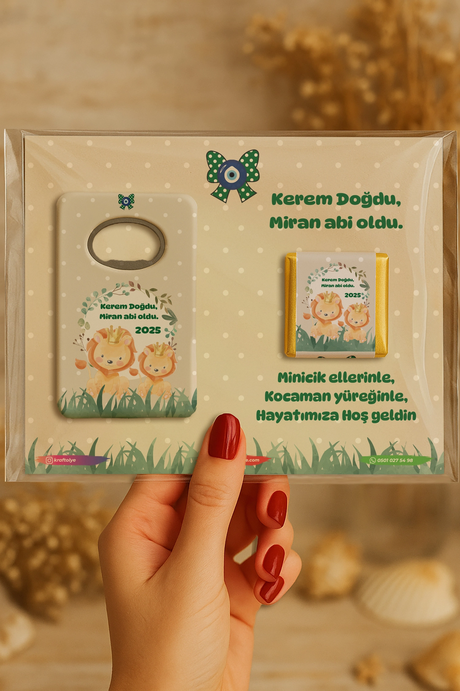 Abi Erkek Kardeş Temalı Çikolatalı Dikdörtgen Açacak Magnet