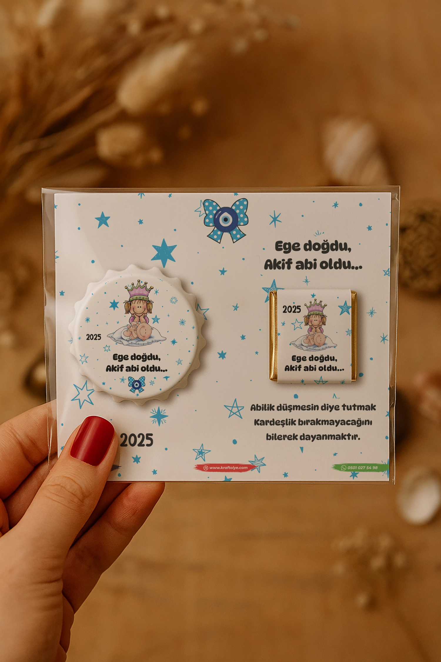 Abi Erkek Kardeş Temalı Çikolatalı Açacak Magnet