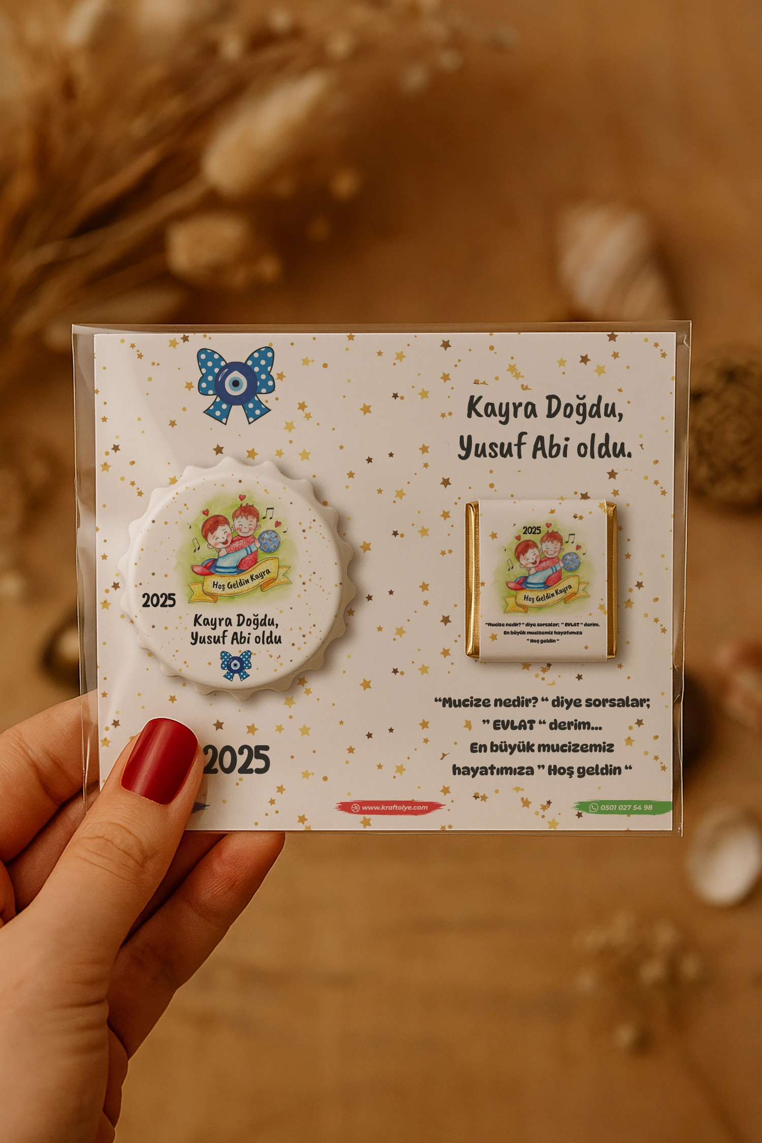 Abi Erkek Kardeş Temalı Çikolatalı Kapak Açacak Magnet