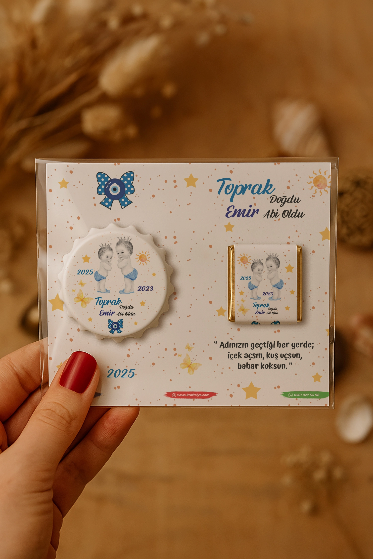 Abi Erkek Kardeş Temalı Çikolatalı Kapak Açacak Magnet