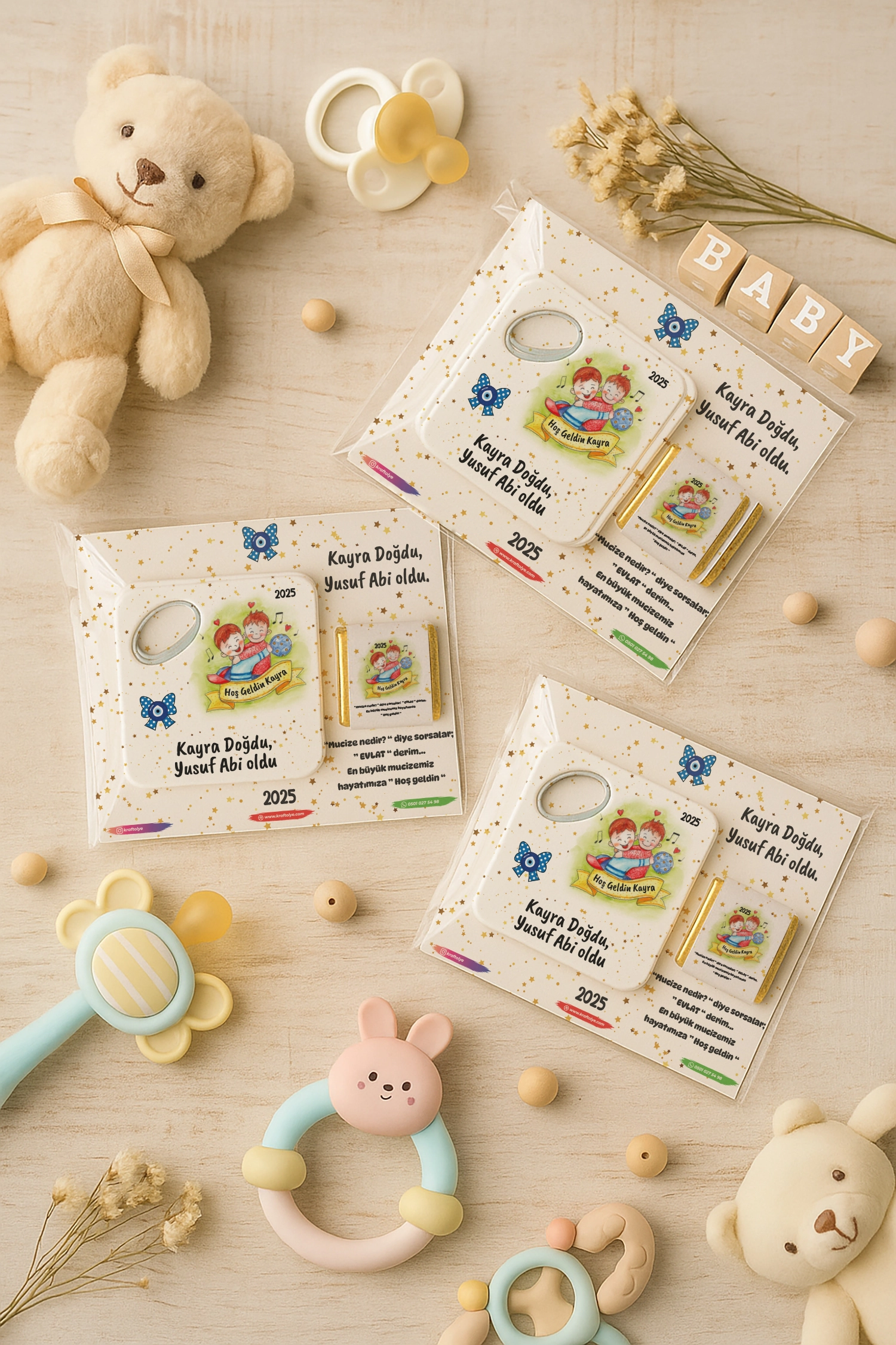 Abi Erkek Kardeş Temalı Çikolatalı Kare Açacak Magnet