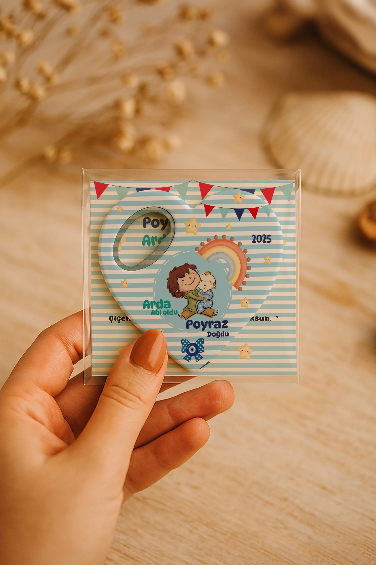 Abi Erkek Kardeş Temalı Kartlı Kalp Açacak Magnet