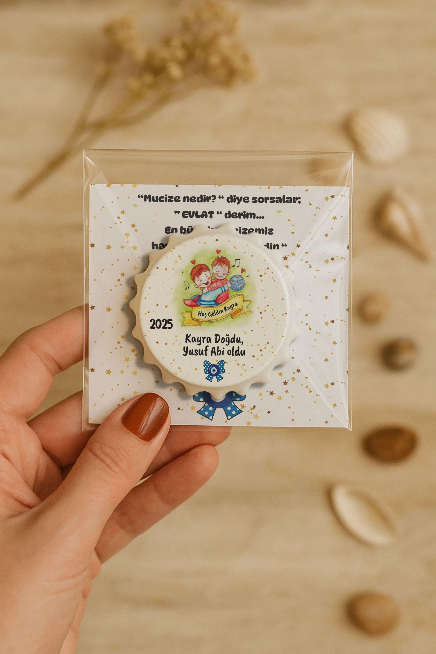 Abi Erkek Kardeş Temalı Kartlı Kapak Açacak Magnet