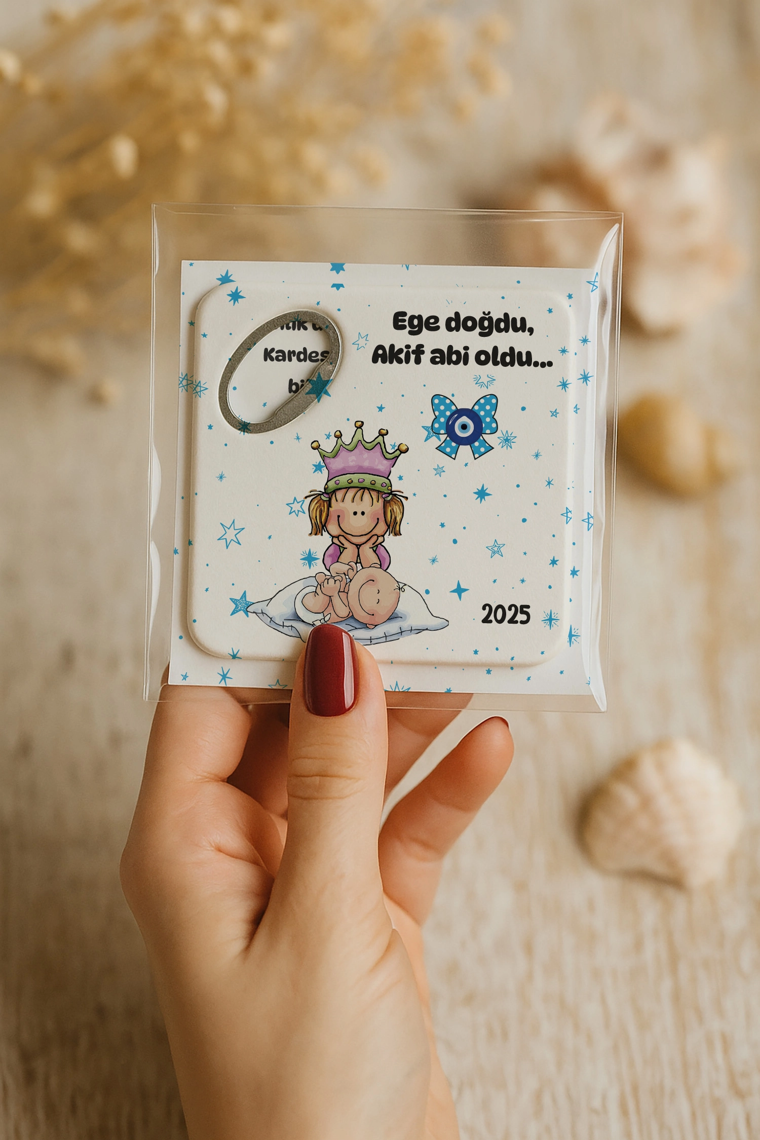 Abi Erkek Kardeş Temalı Kartlı Açacak Magnet