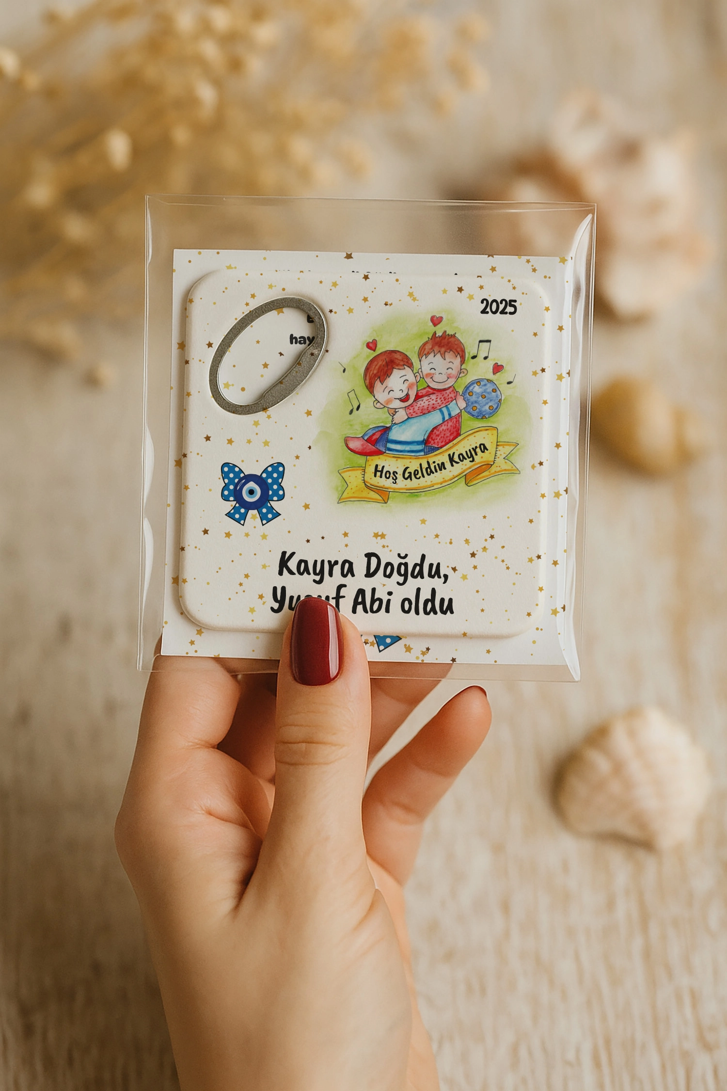 Abi Erkek Kardeş Temalı Kartlı Açacak Magnet
