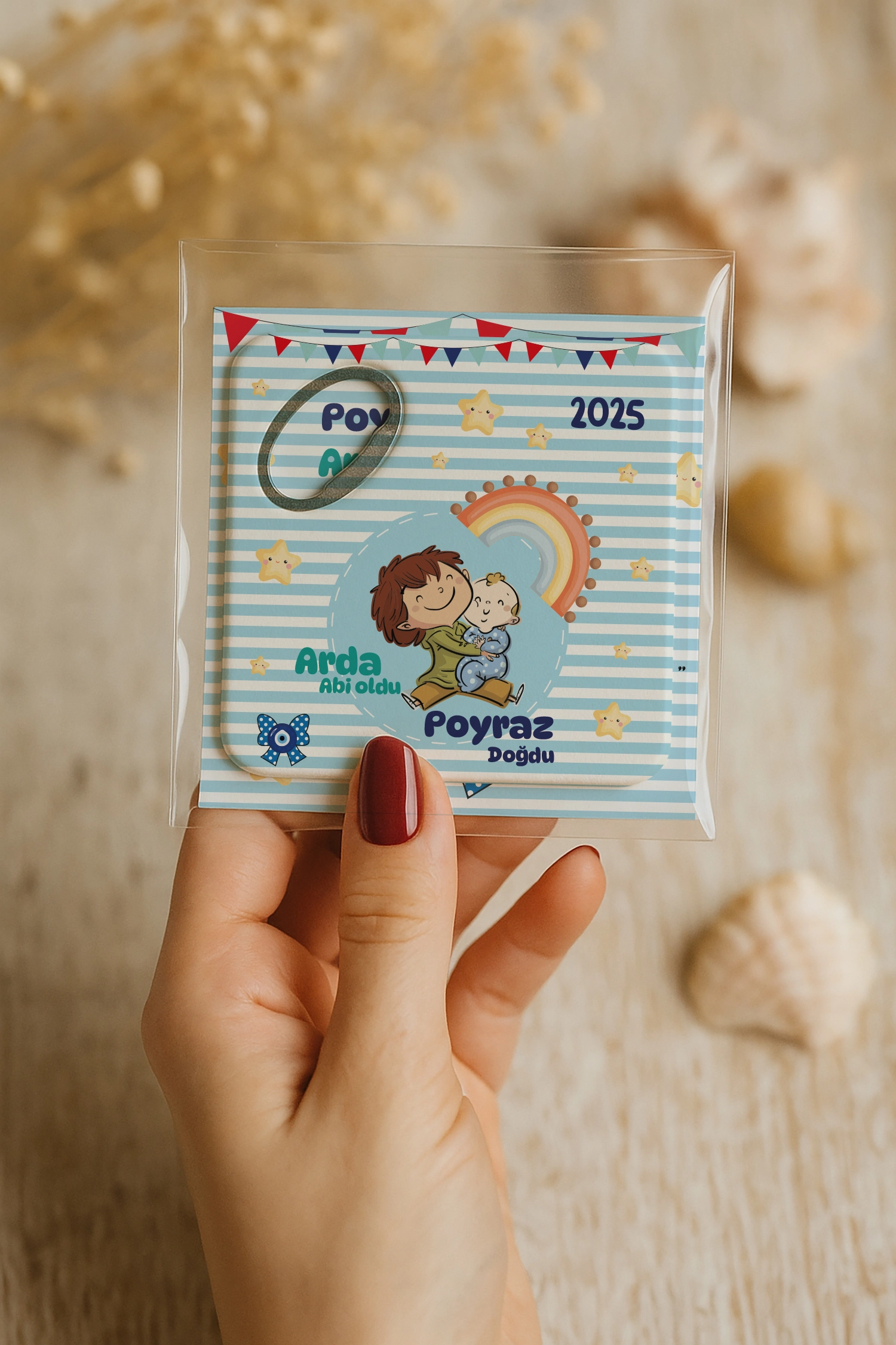 Abi Erkek Kardeş Temalı Kartlı Kare Açacak Magnet