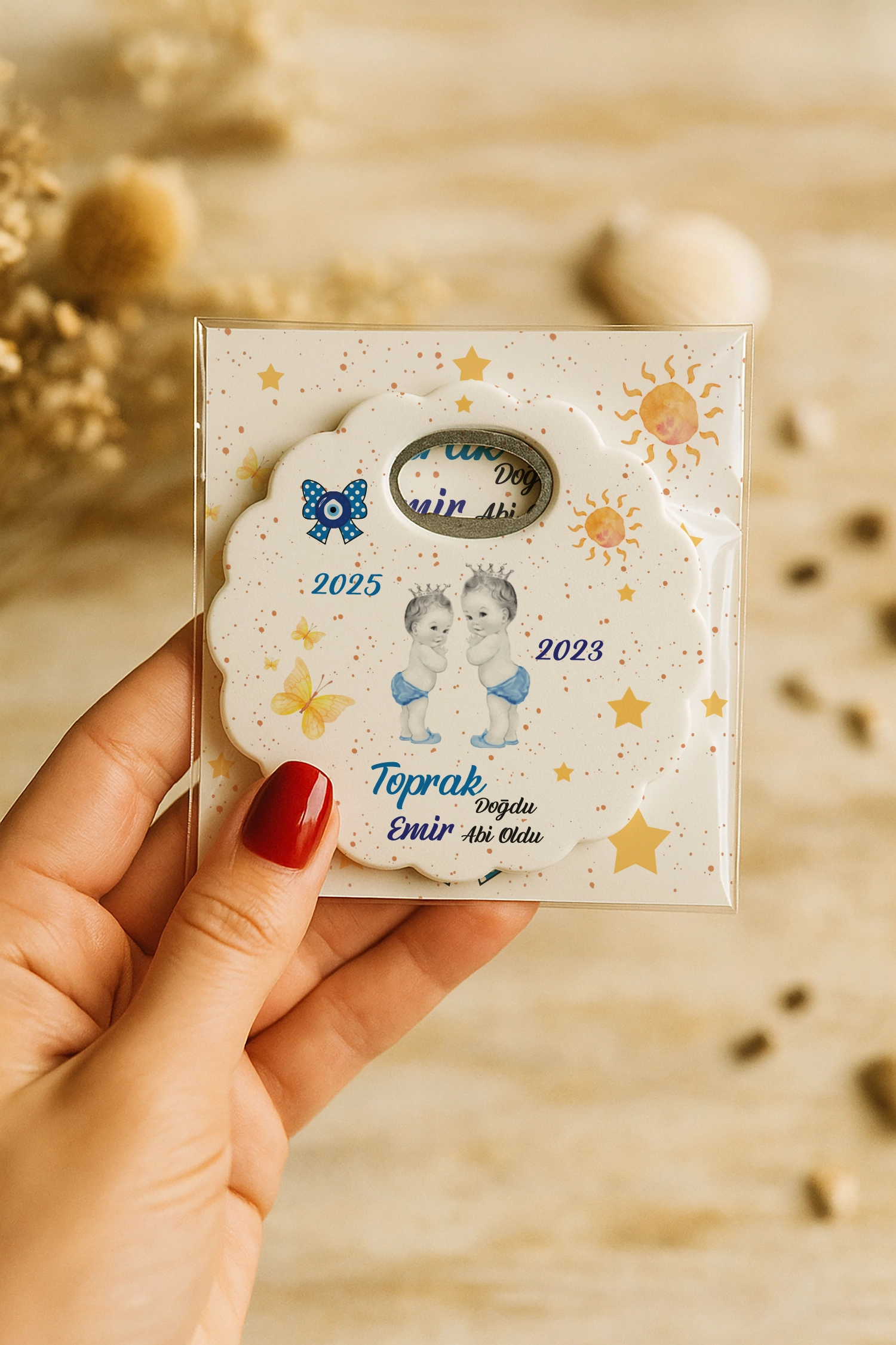 Abi Erkek Kardeş Temalı Kartlı Papatya Açacak Magnet