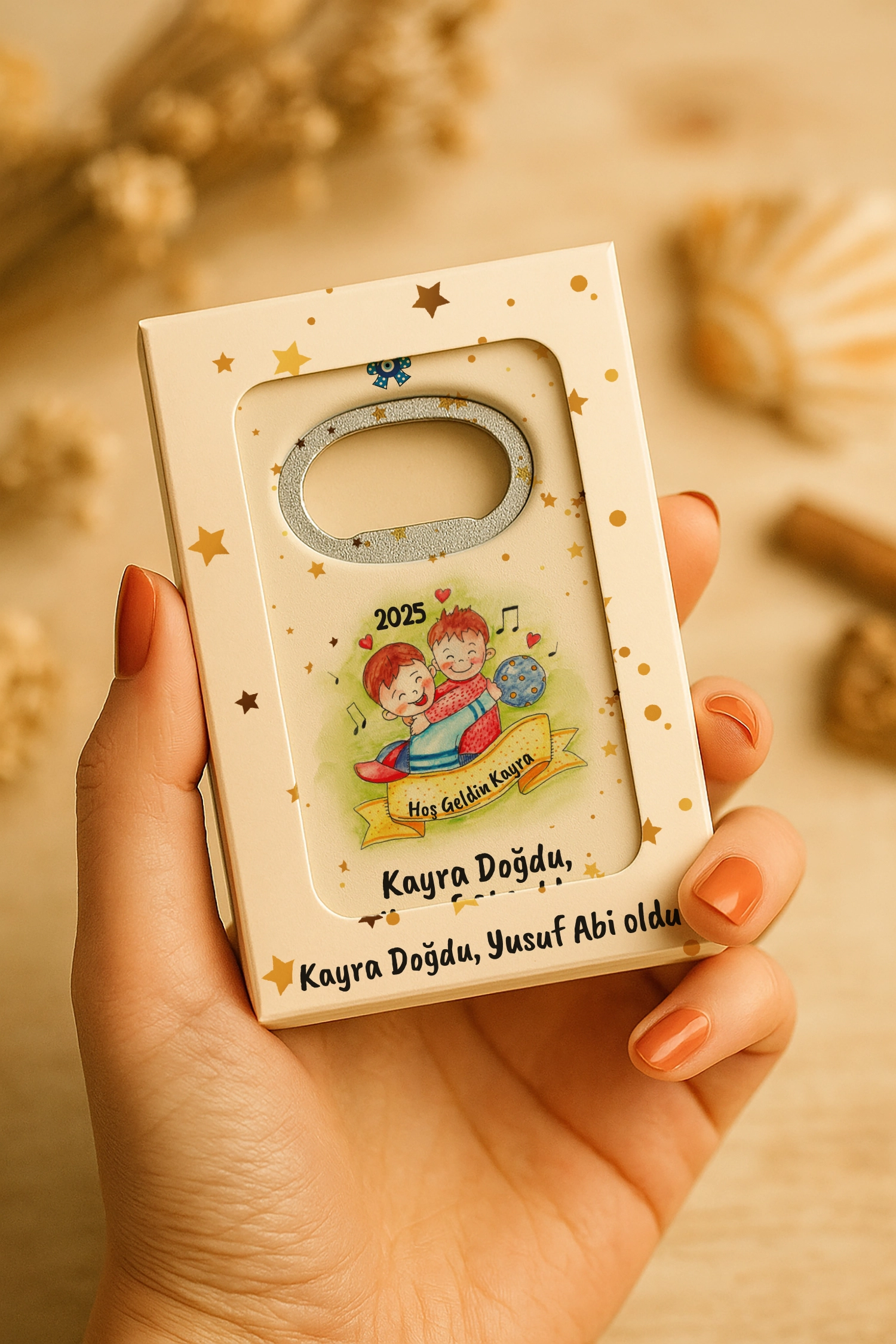 Abi Erkek Kardeş Temalı Kutulu Dikdörtgen Açacak Magnet