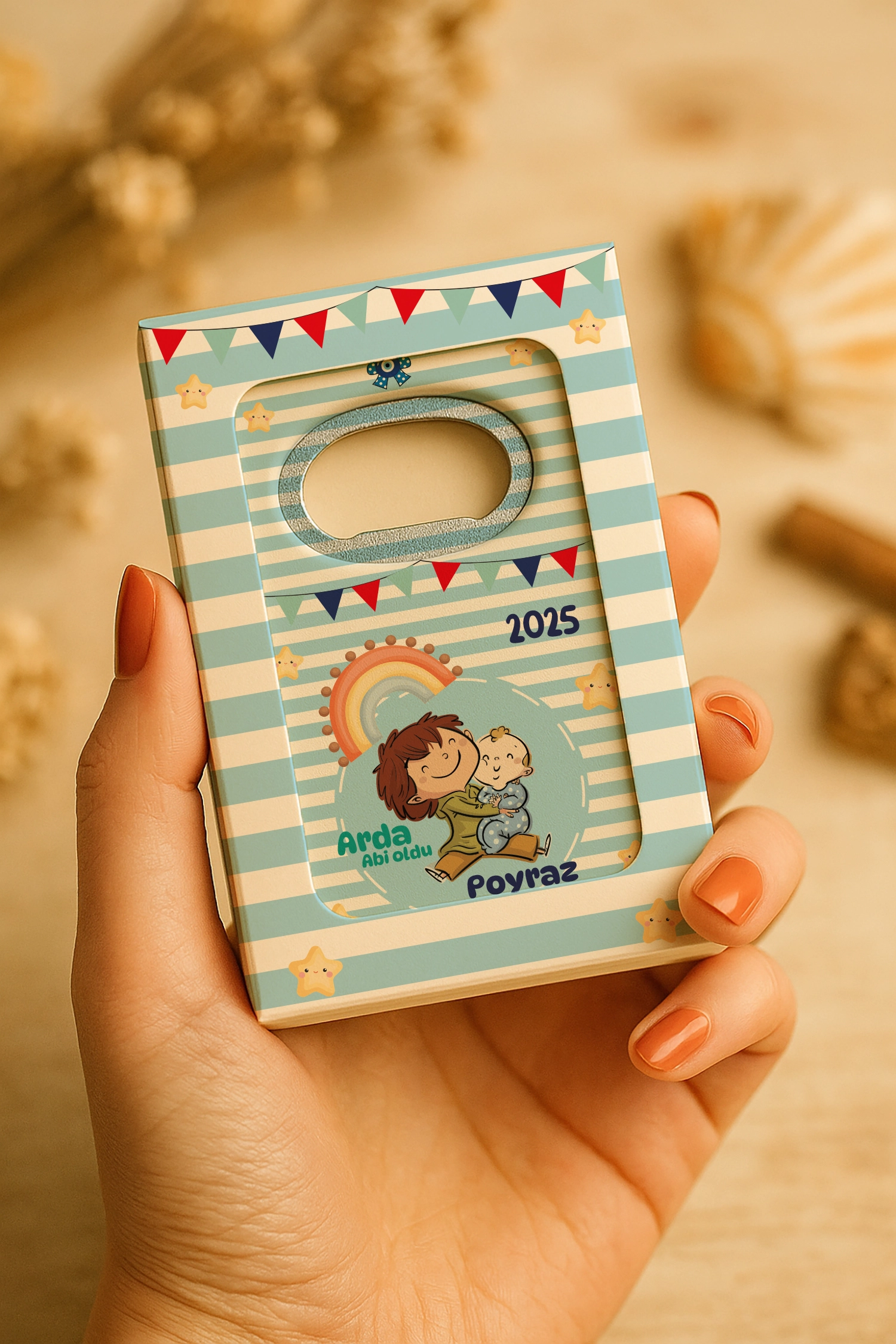 Abi Erkek Kardeş Temalı Kutulu Dikdörtgen Açacak Magnet