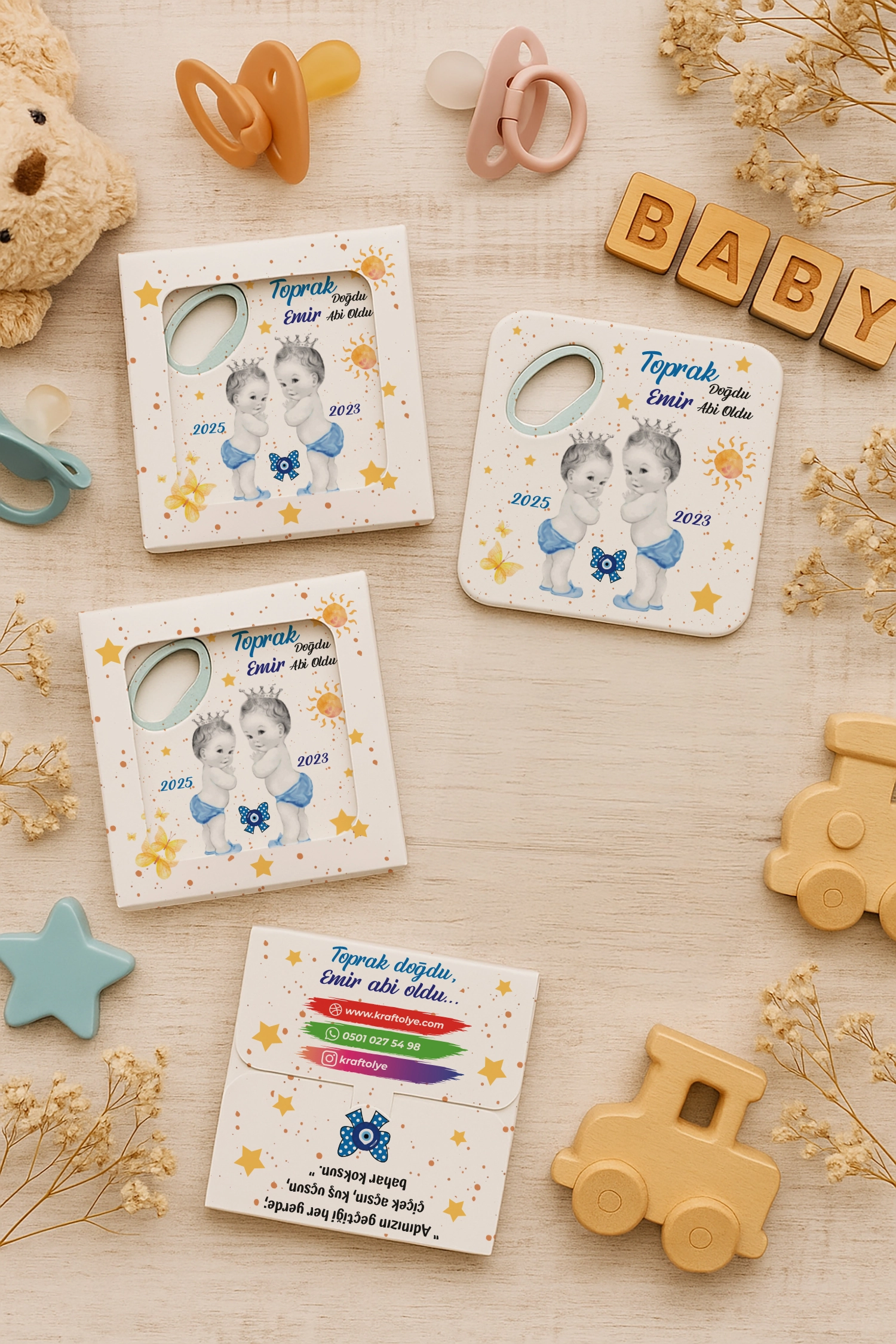 Abi Erkek Kardeş Temalı Kutulu Kare Açacak Magnet