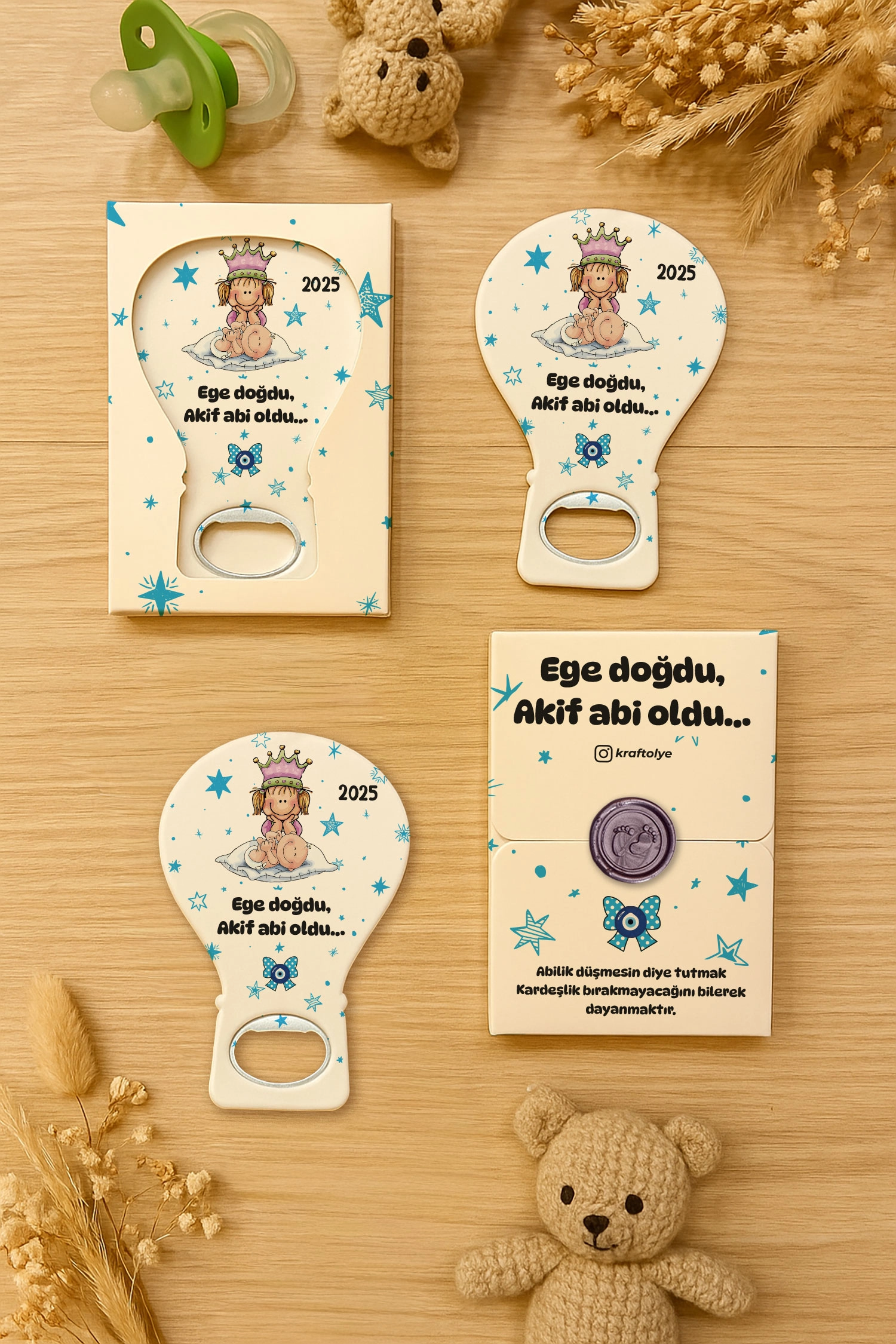 Abi Erkek Kardeş Temalı Mühürlü Balon Açacak Magnet