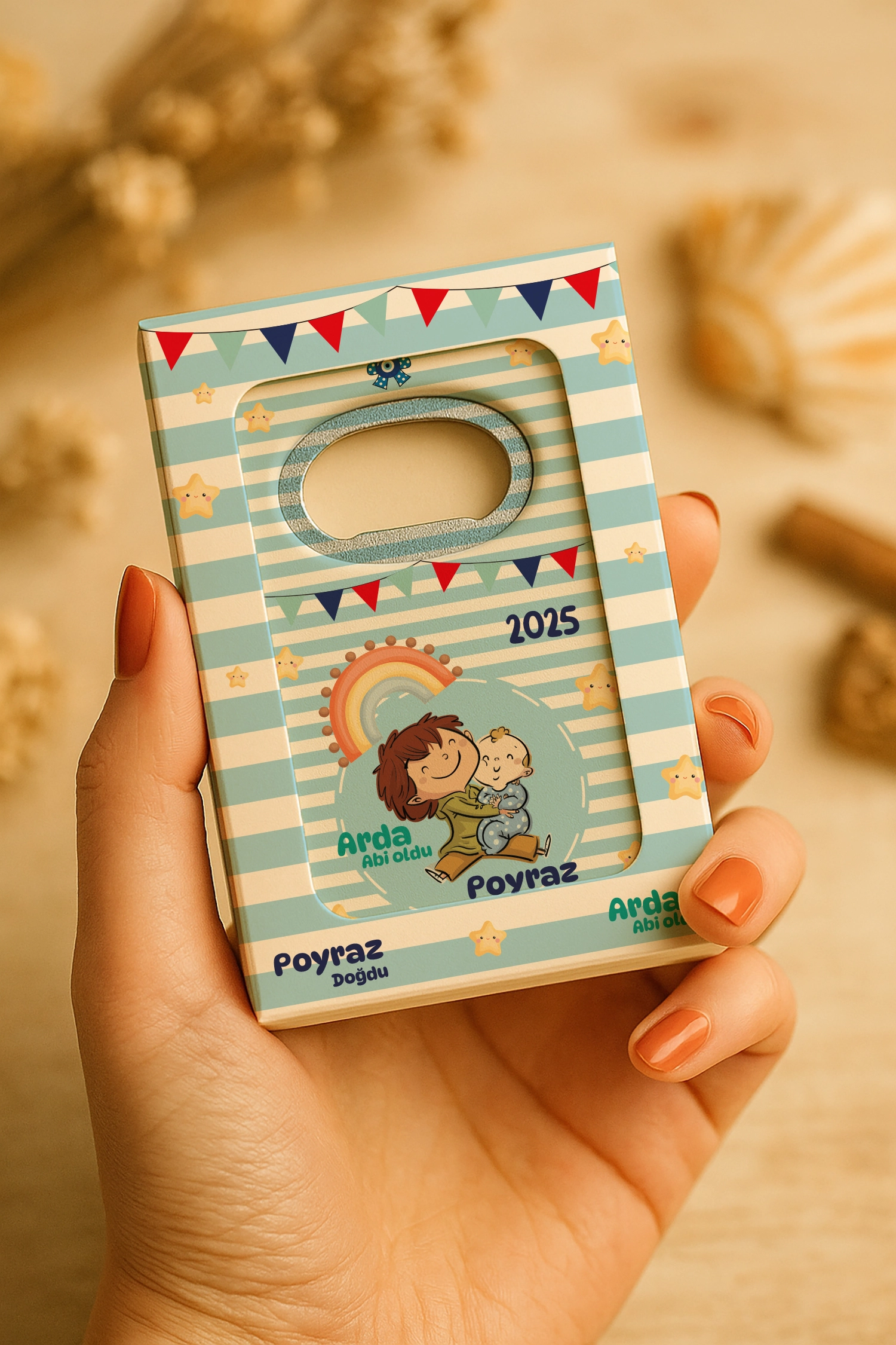 Abi Erkek Kardeş Temalı Mühürlü Dikdörtgen Açacak Magnet