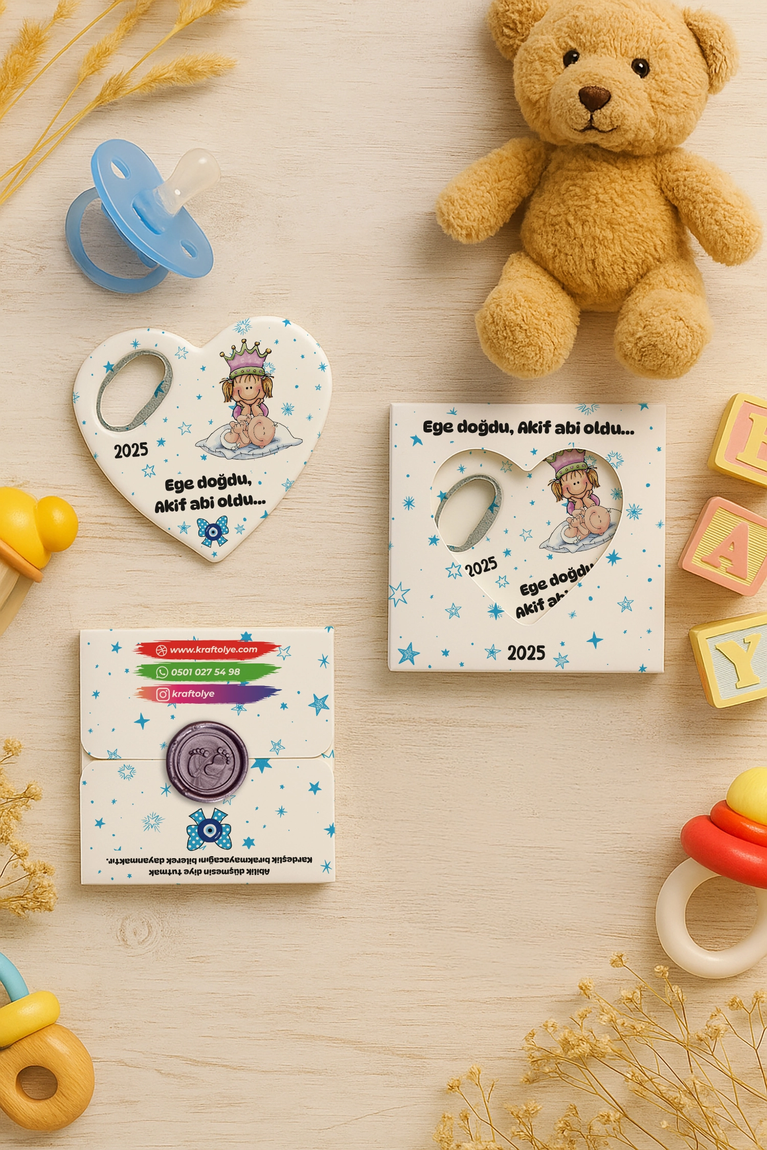 Abi Erkek Kardeş Temalı Mühürlü Kalp Açacak Magnet