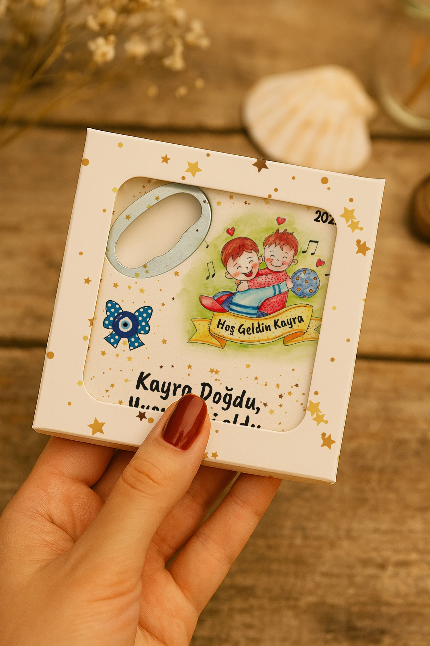 Abi Erkek Kardeş Temalı Mühürlü Kare Açacak Magnet