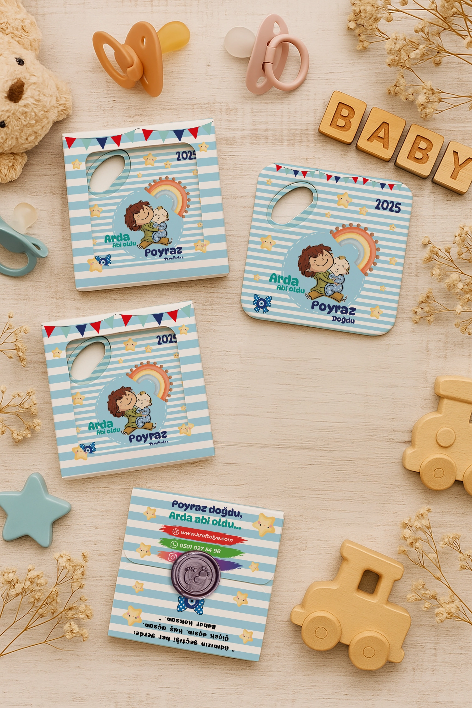 Abi Erkek Kardeş Temalı Mühürlü Kare Açacak Magnet