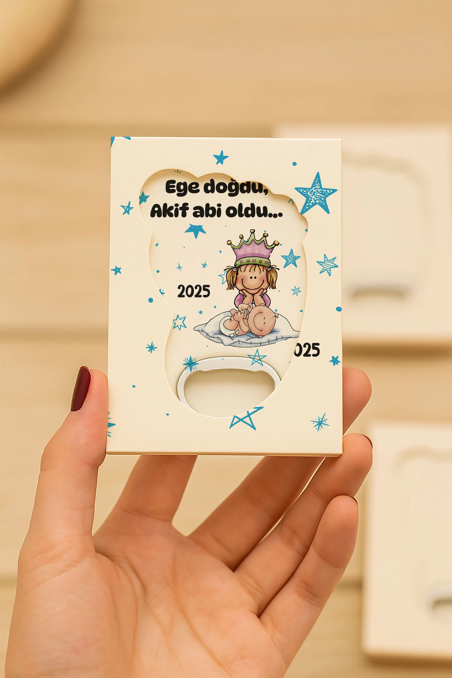 Abi Erkek Kardeş Temalı Mühürlü Ayak İzi Açacak Magnet