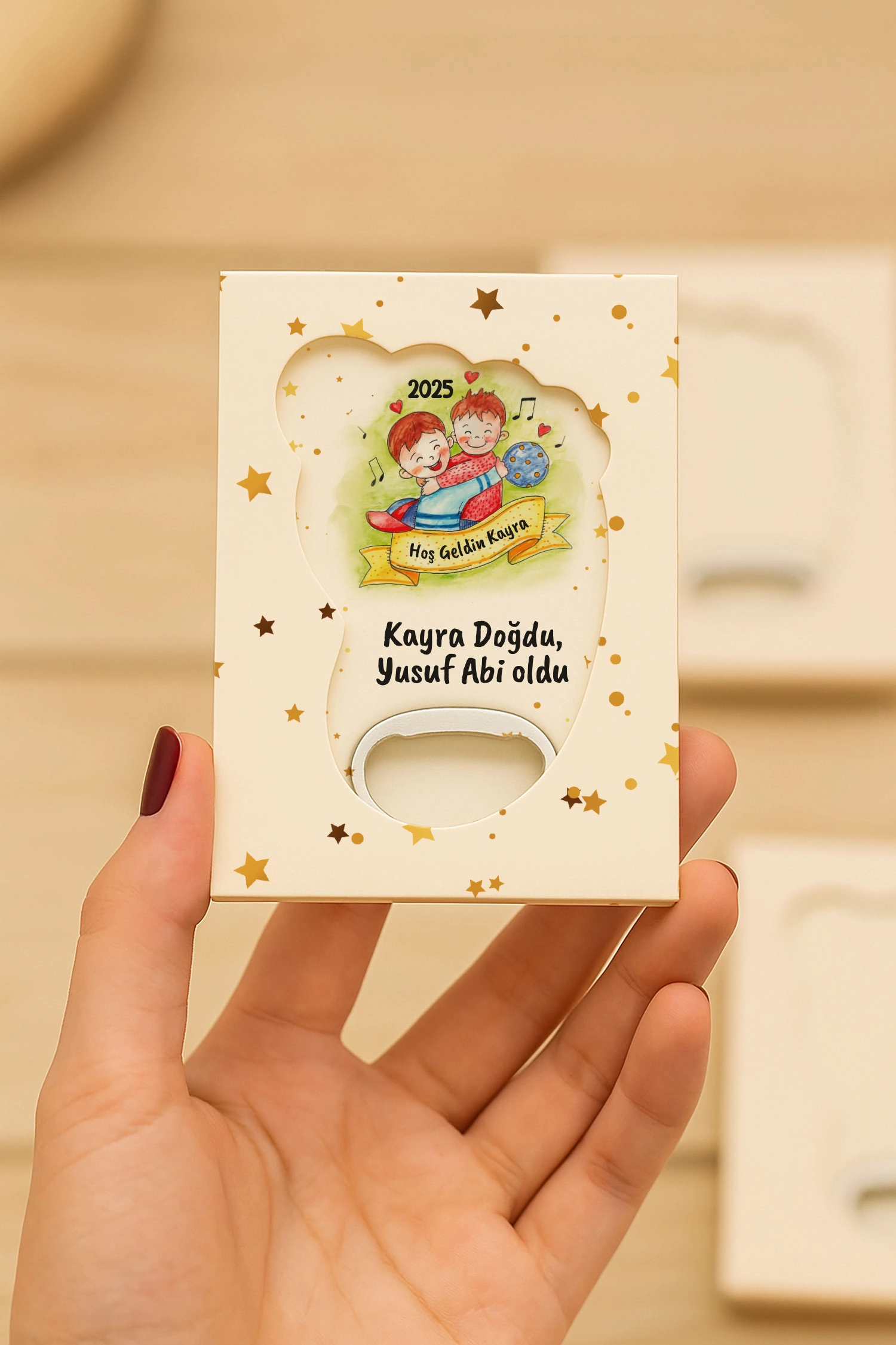 Abi Erkek Kardeş Temalı Mühürlü Ayak İzi Açacak Magnet