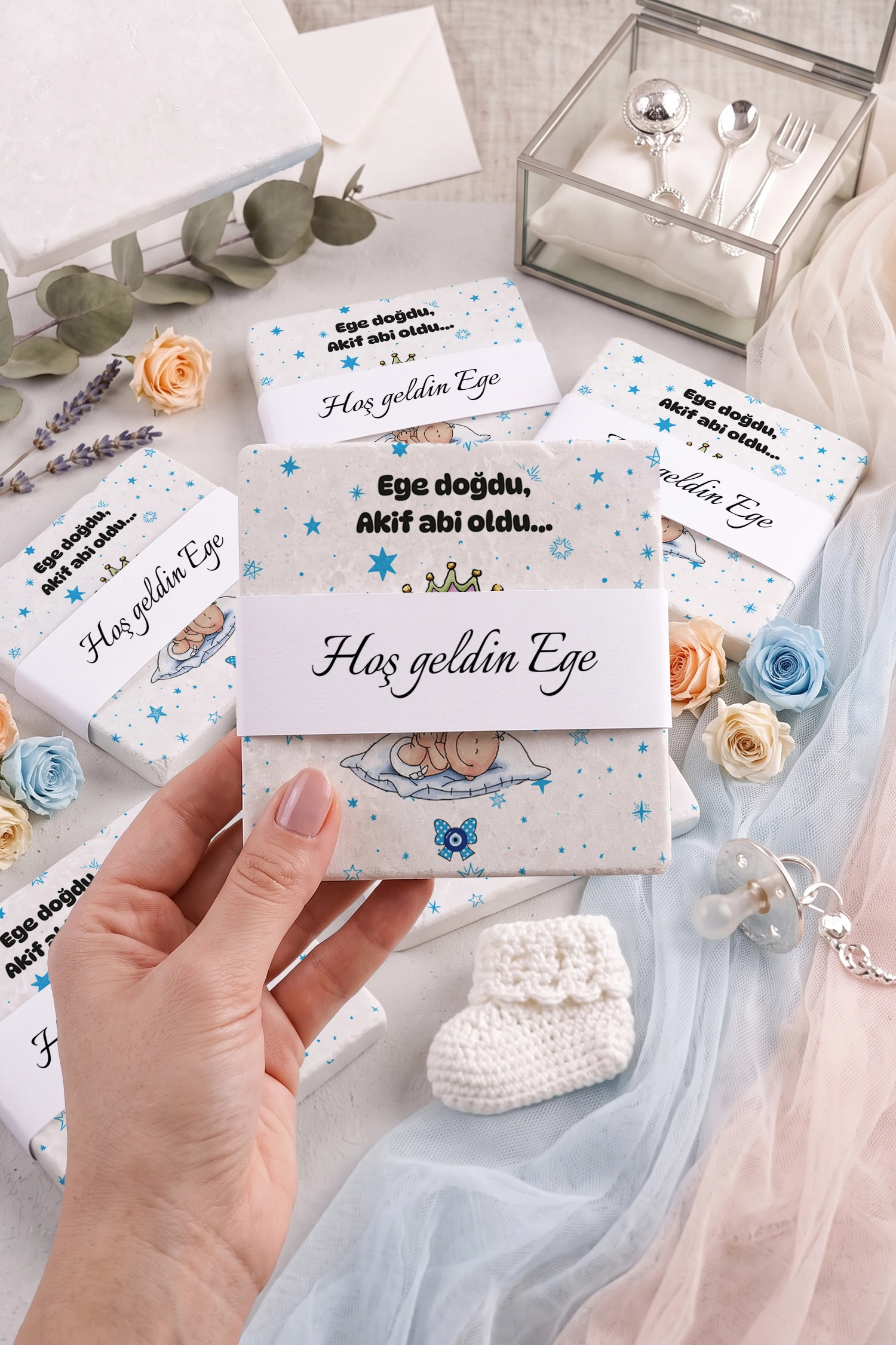 Abi Erkek Kardeş Temalı Taş Bardak Altlığı