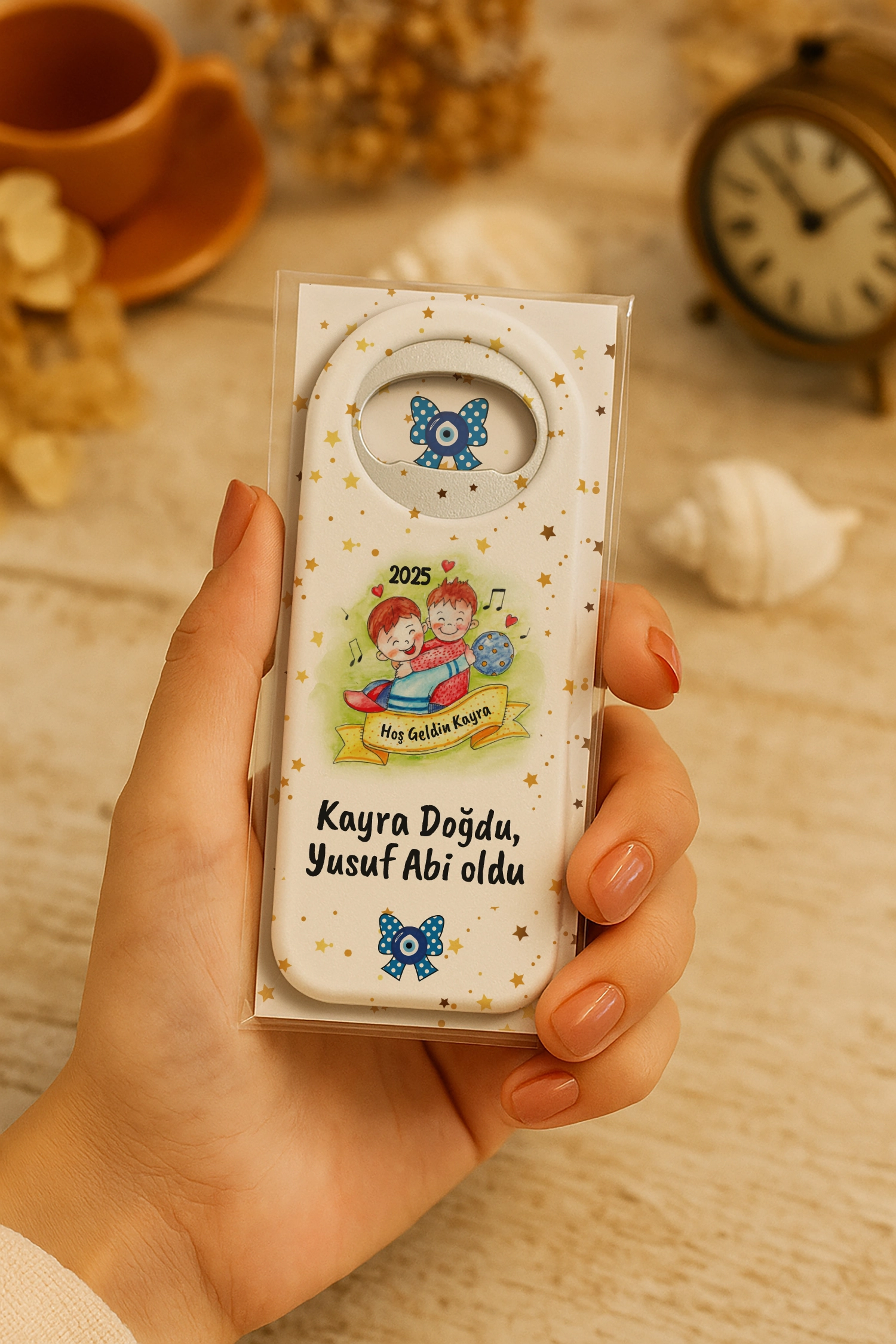 Abi Erkek Kardeş Temalı Kartlı Uzun Açacak Magnet