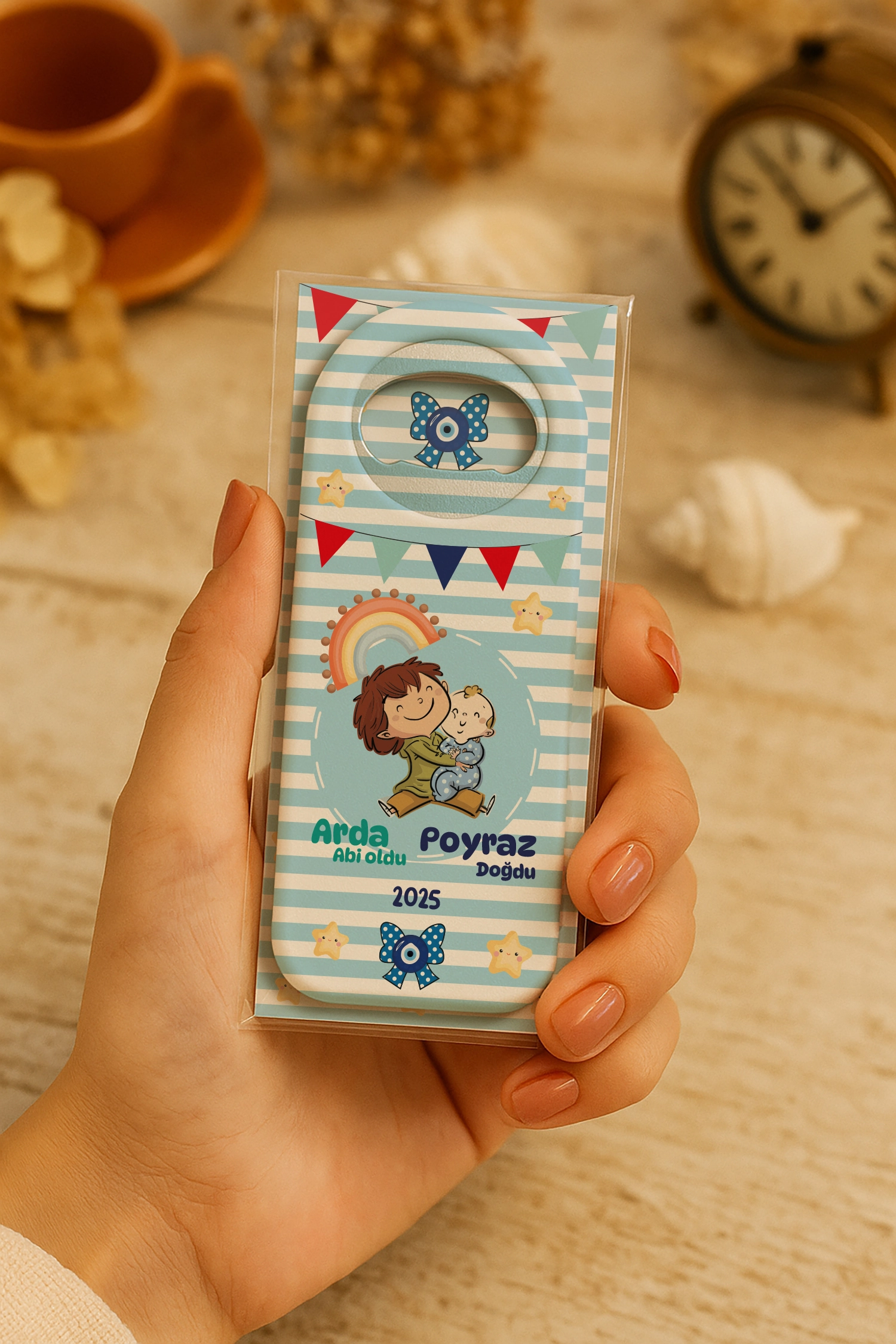 Abi Erkek Kardeş Temalı Kartlı Uzun Açacak Magnet