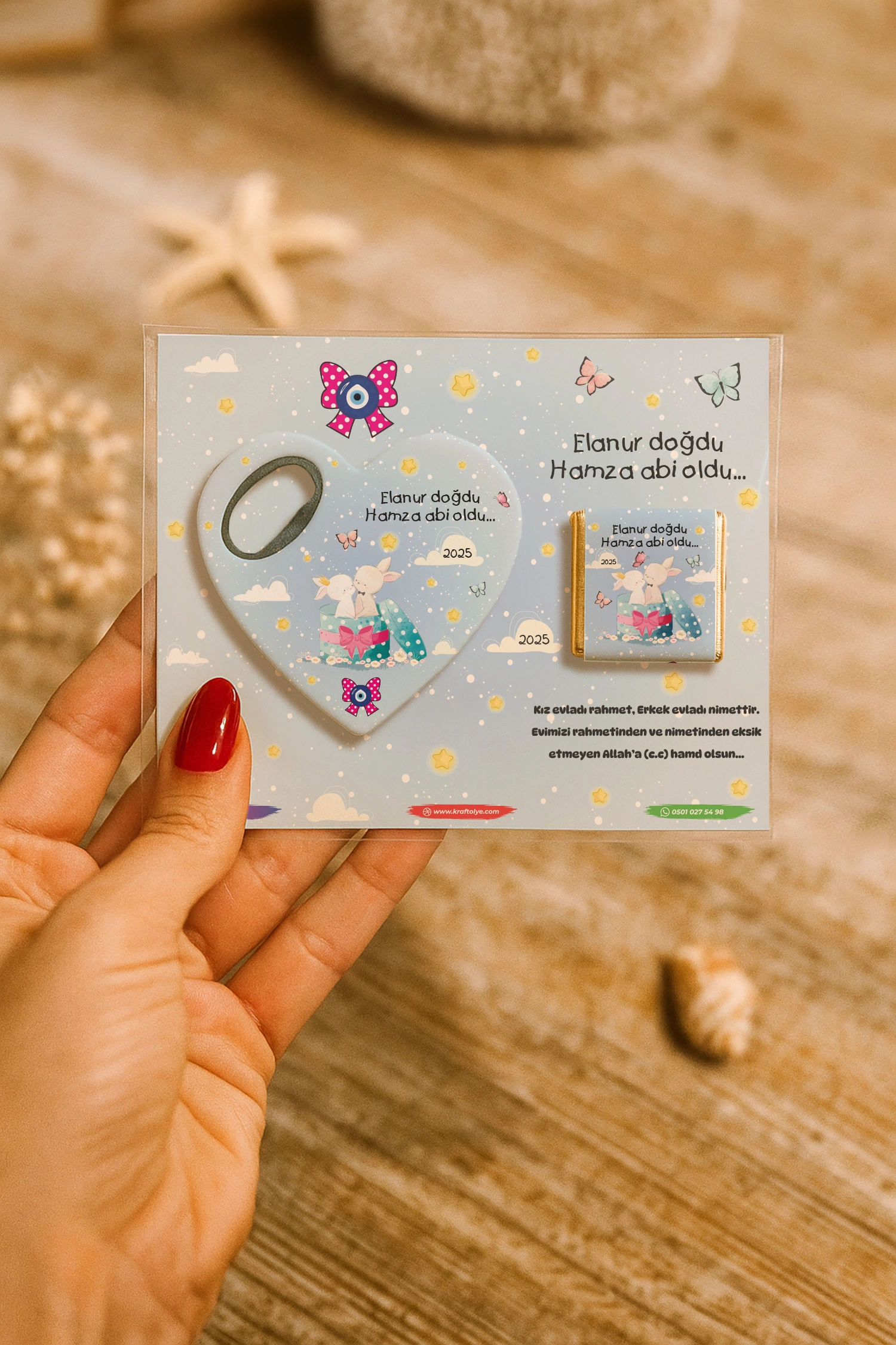 Abi Kız Kardeş Temalı Çikolatalı Kalp Açacak Magnet